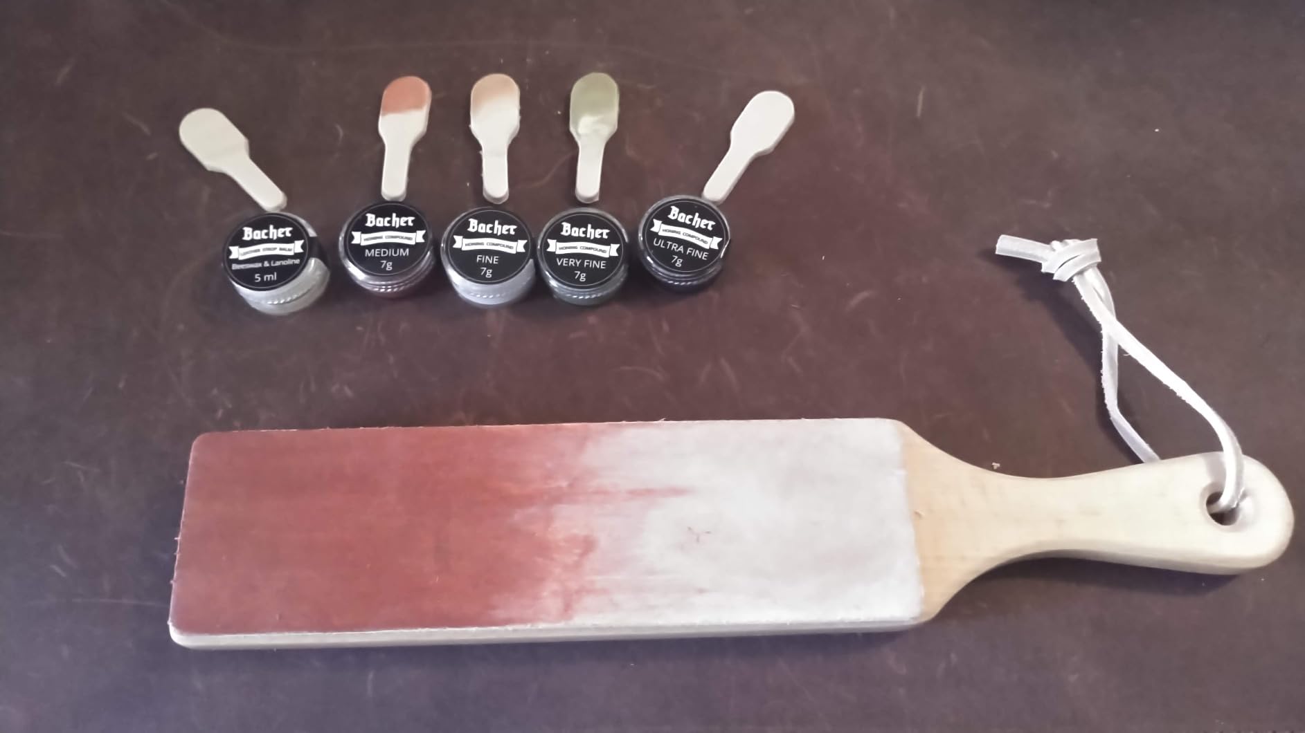 Bacher Leather Strop - 12.6 in, Knife Sharpening Kit, 4 Compounds & Balm customer photo 1