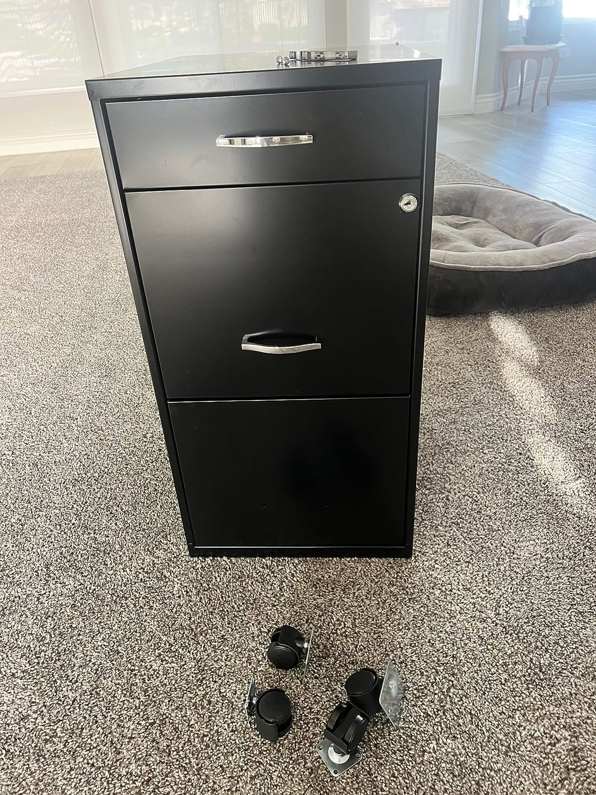 Lorell NuSparc Mobile 3 Drawer Locking Filing Cabinet | Pre-Assembled Steel Construction | Space-Saving Design is Perfect for Home and Small Office | Letter-Size | Assembled in North America customer photo 1