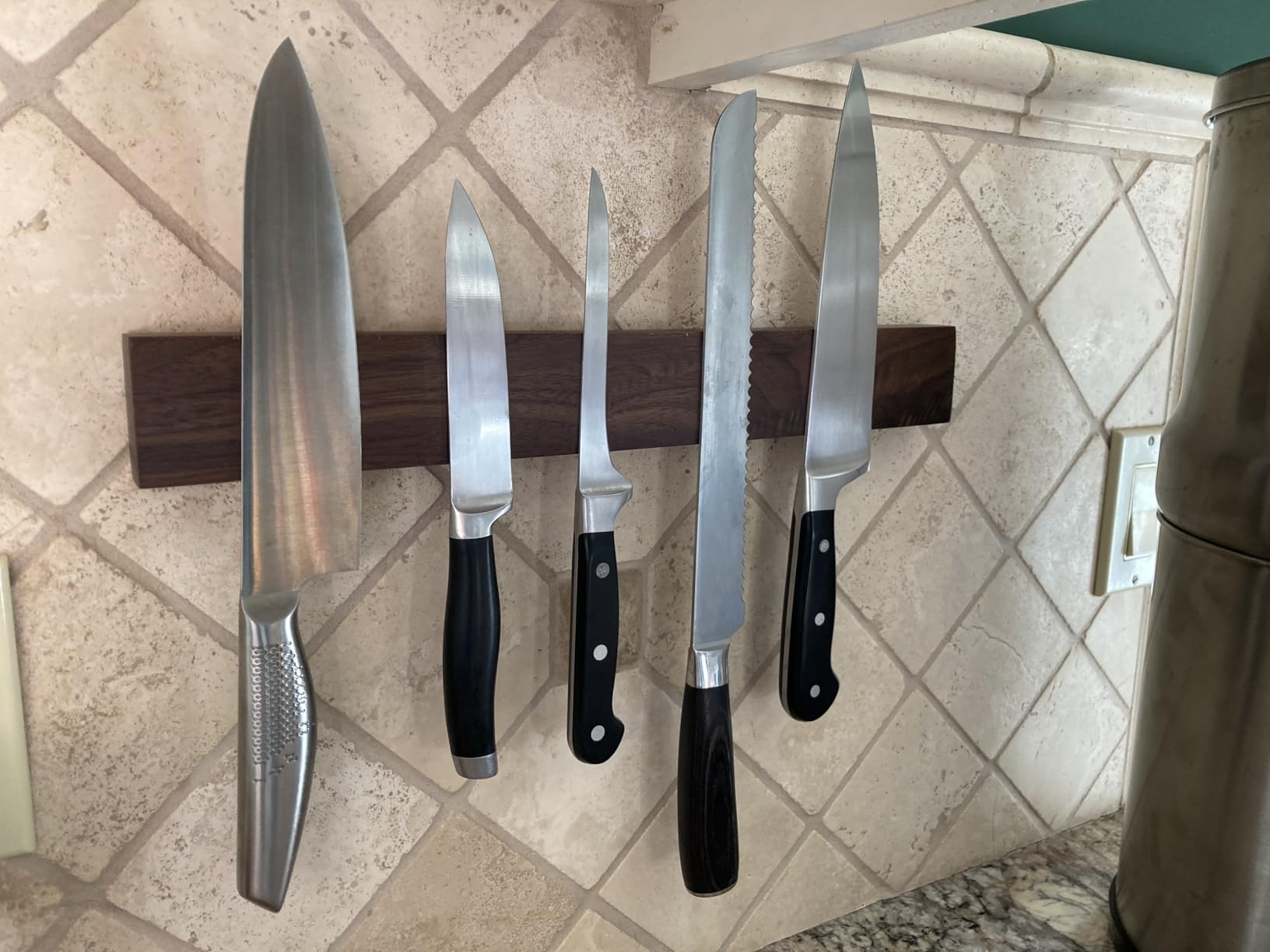 Premium Dark Walnut Wood Magnetic Knife Holder for Wall | 16 Inch | Upgraded Version | Professional Wooden Magnetic Knife Strip - Space-Saving Knife Rack/Knife Bar With Powerful Magnetic Pull Force customer photo 1