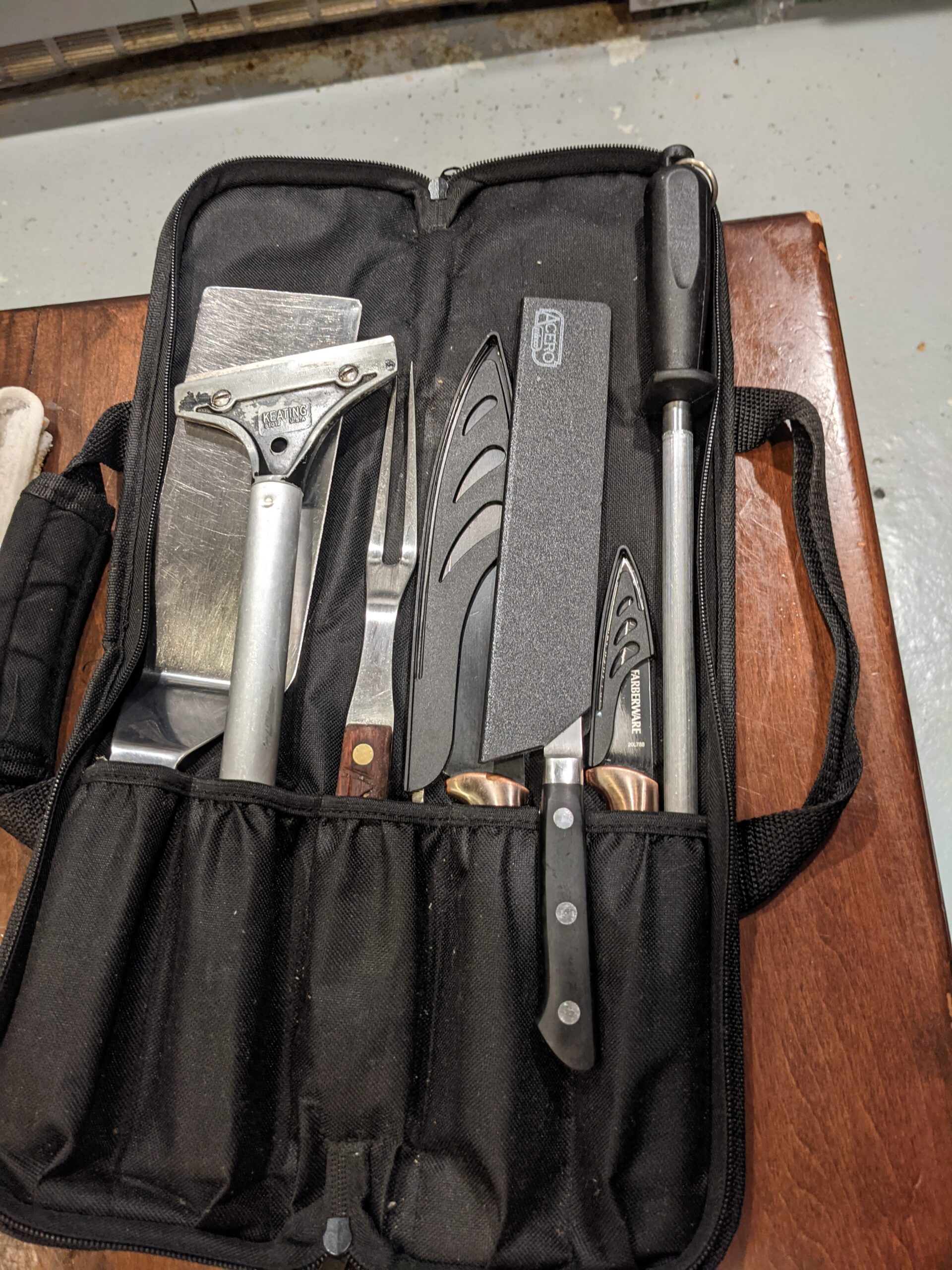 Knife Roll, 5-Pocket Chef’s Knife Roll Bag, Knife Bag, Chef Knife Case Nylon Portable Chef Carrying Travel Bag Pouch, Blue(Knives not Included) customer photo 2