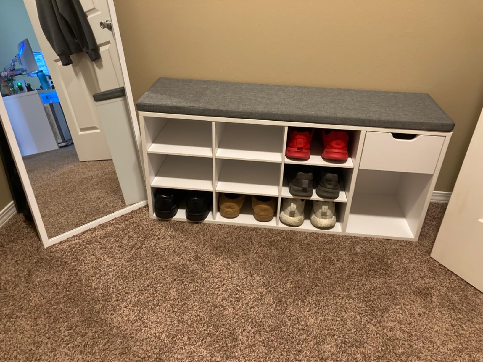 VASAGLE Shoe Bench with Cushion, Storage Bench, 10 Compartments customer photo 1