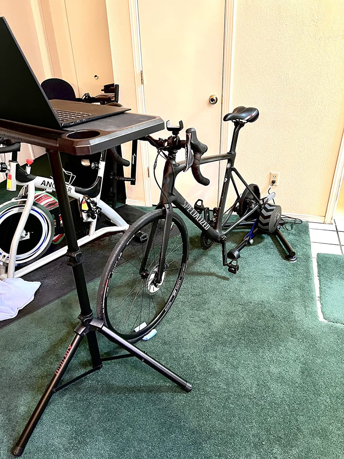 KOM Cycling Media Display - Indoor Cycling Desk for Bicycle Trainer - Bike Desk Creates Rad Indoor Cycling Pain Cave - Perfect for Displaying Zwift, TR, and Wahoo SUF! customer photo 1