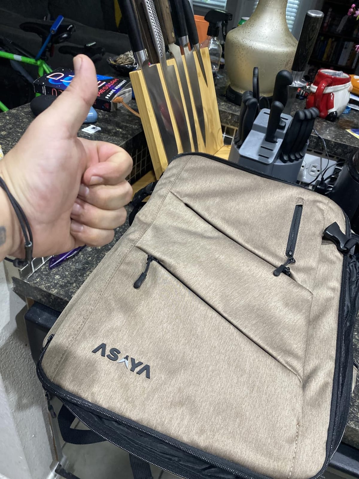 Asaya Chef Knife Backpack with 20-Pocket Knife Roll Bag - Over 30 Storage Pockets Chef Bag, Professional Backpack for Chefs and Culinary Students – Knives Not Included (Brown) customer photo 1