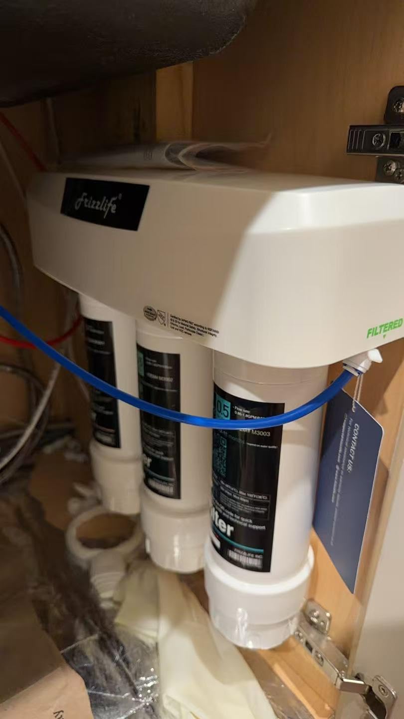 Frizzlife Under Sink Water Filter System, NSF/ANSI 53&42&372 Certified, 8 Layer 0.5 Micron Water Filtration Reduces PFAS, PFOA/PFOS, Chloramine, Lead, Chlorine, with Brushed Nickel Faucet, SP99 New customer photo 1