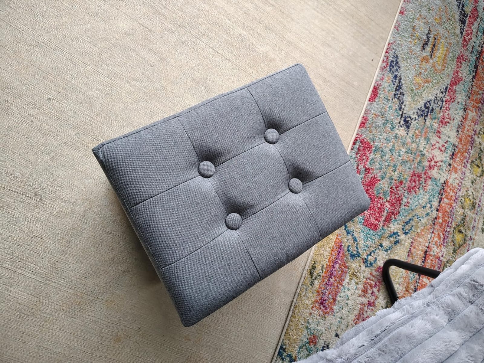 ALASDO Storage Ottoman Footrest Stool Small Ottoman with Storage Foldable Ottomans Foot Rest Footstool Bench for Living Room 17x13x13inches Grey customer photo 2