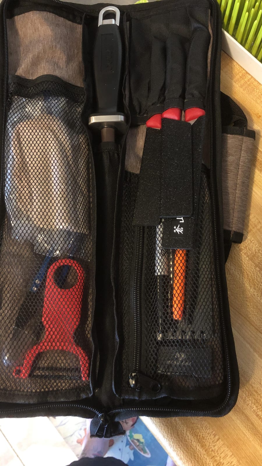 Asaya Chef Knife Roll Bag - 12-Pocket Chefs Case for Kitchen Knives and Utensils, Lightweight Stain-Resistant Waxed Nylon Chef Knife Bag - Knives Not Included (Red) customer photo 2