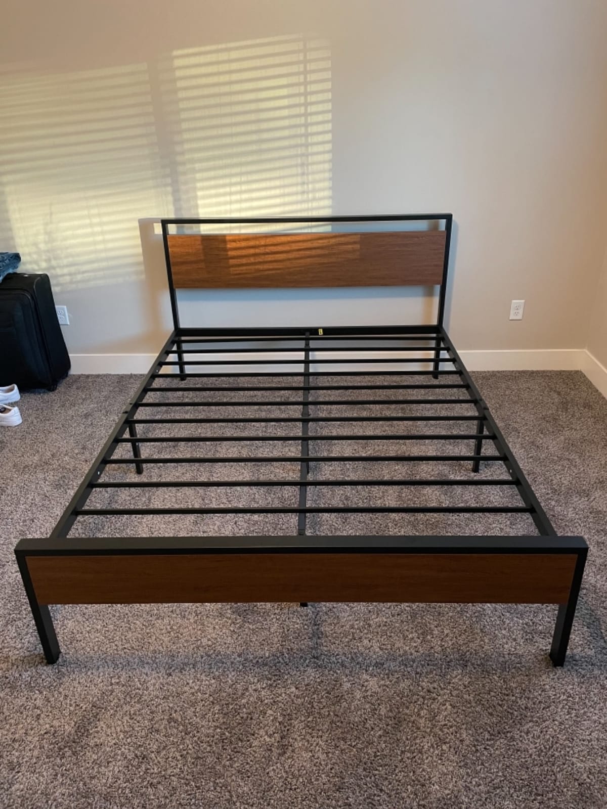 Allewie King Size Bed Frame, Heavy Duty 12 Metal Slats Support, Mahogany customer photo 1