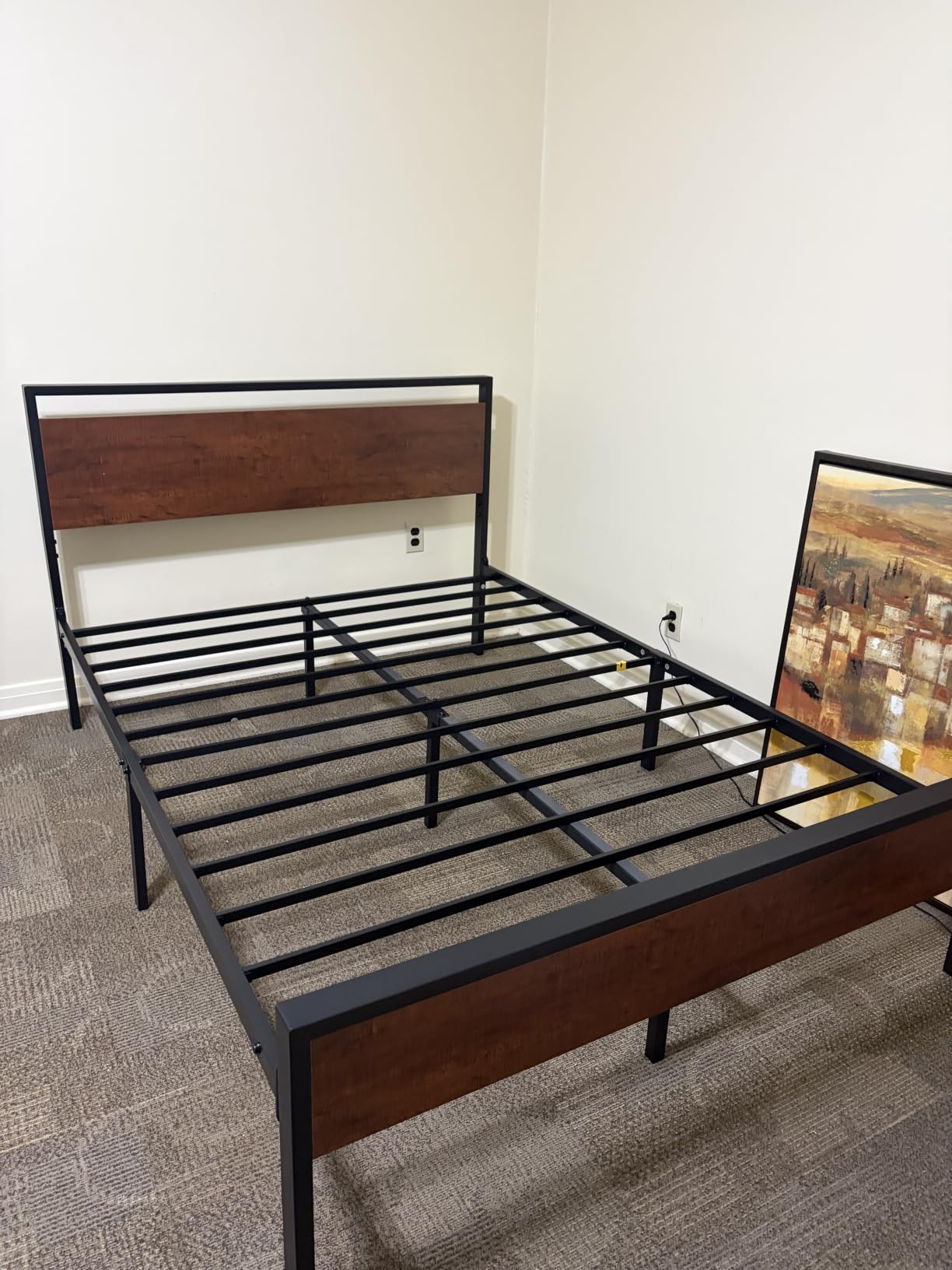 Allewie King Size Bed Frame, Heavy Duty 12 Metal Slats Support, Mahogany customer photo 2