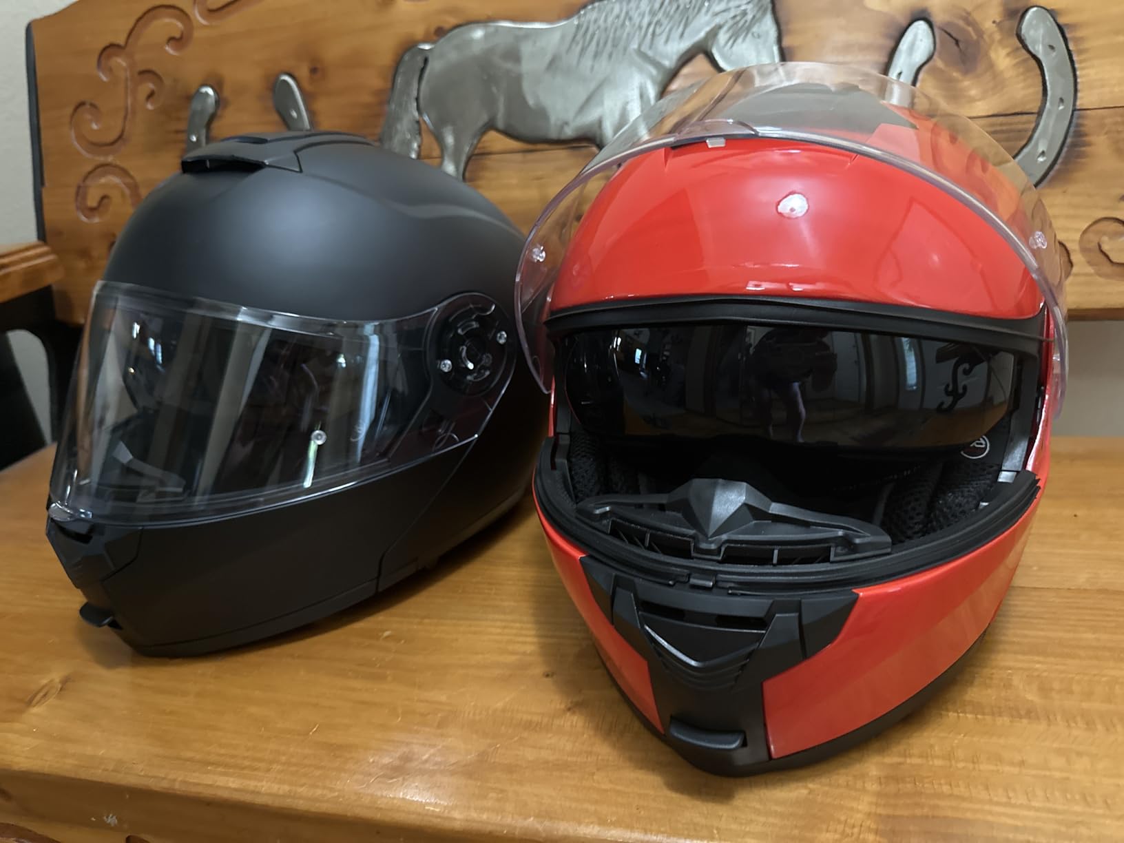 ILM Adult Motorcycle Modular Full Face Helmet Flip up Dual Visor 159(Matte Black,Large) customer photo 2