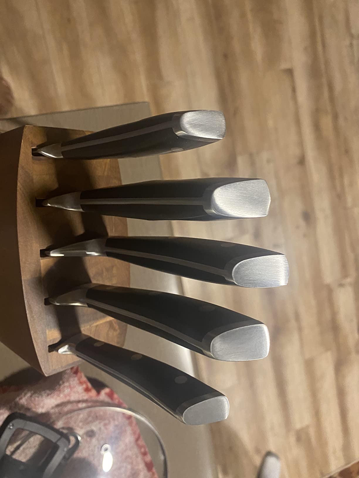 Knife Set, D.Perlla 6 Pieces Small Kitchen Knife Set with Block, German Stainless Steel Knives Set, Sharp Chef Knife Block Set, Brown customer photo 1