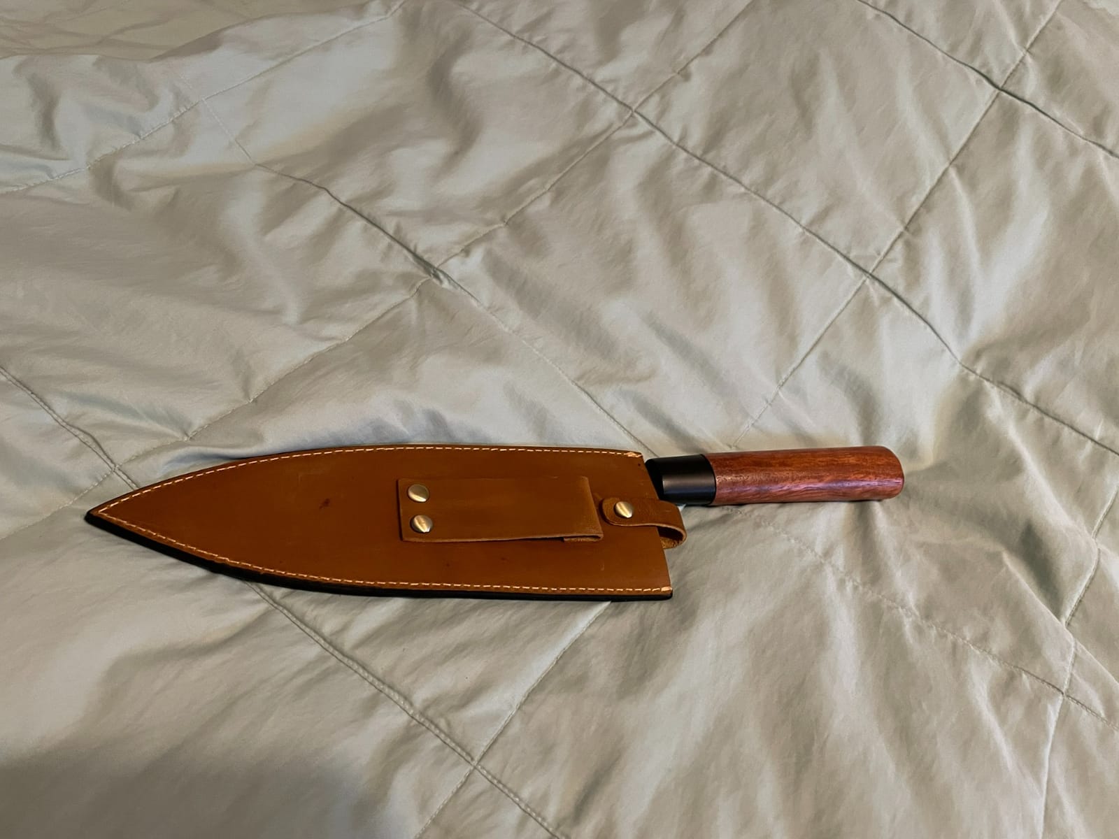 Qchengsan Cowhide Leather Knife Sheath, 8 Inch Chef Knife Guard, Heavy Duty Universal Knife Cover or Sleeves, Chef Meat cleaver sheath with Belt Loop(8.2