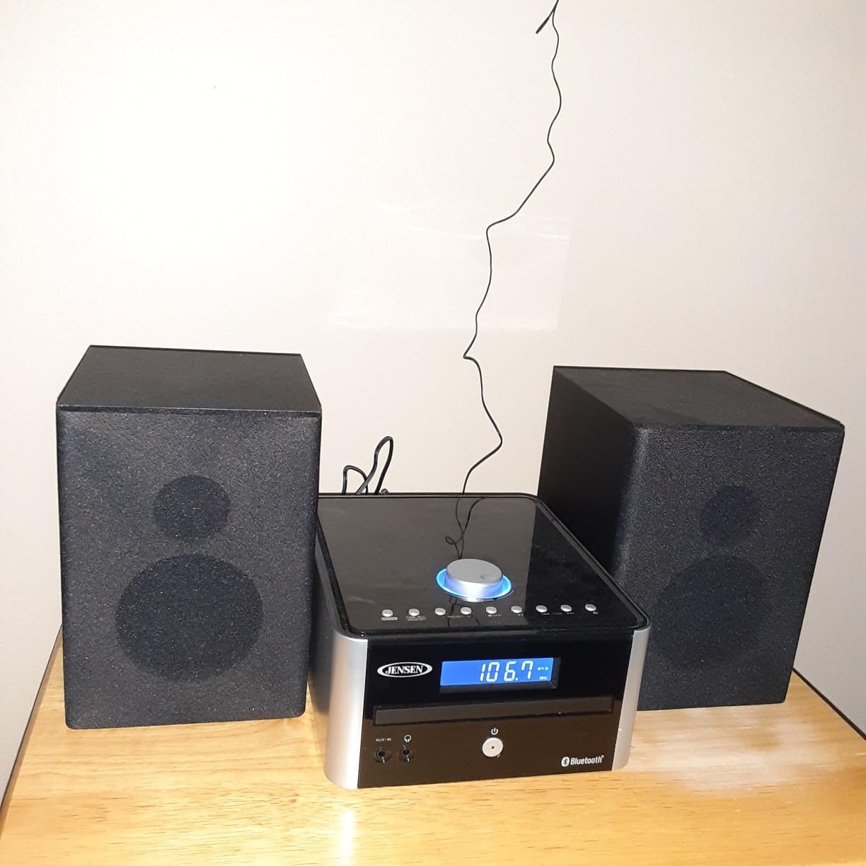 Jensen JBS-210 3-Piece Home Compact Bluetooth Stereo Shelf System, CD Player, Digital AM/FM Stereo with Speakers, Aux-in, & Remote Control Included (Black/Silver) customer photo 2