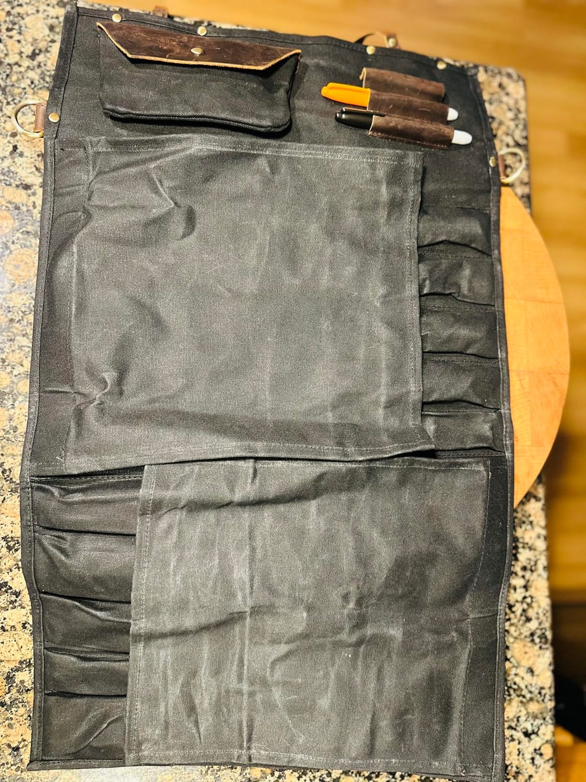KYOKU Chef Knife Roll Bag, 10 Slot Leather & Waxed Canvas Case, Black customer photo 1