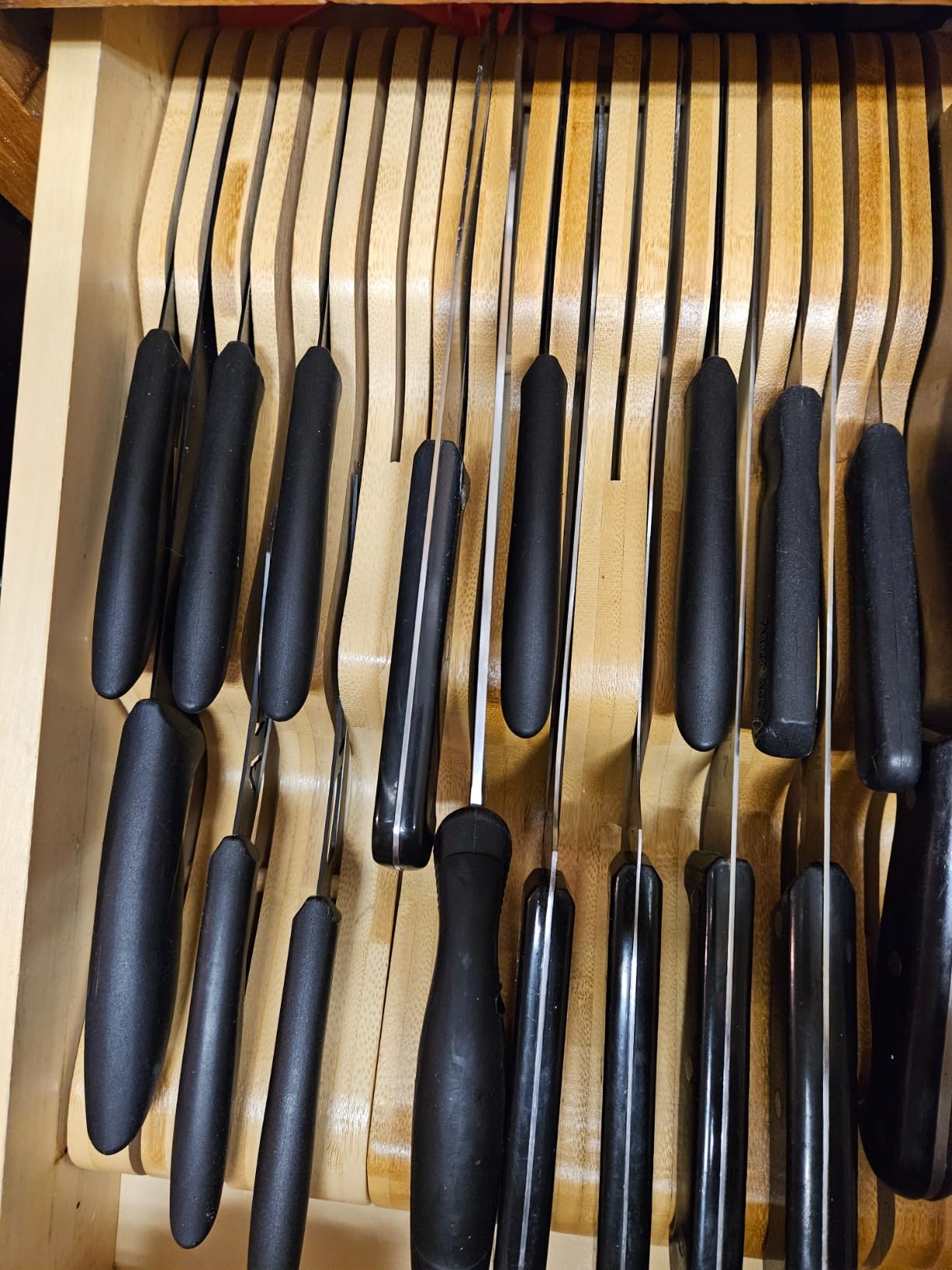 Bamboo Knife Block Holder, 9 Knives Dock, In-Drawer Knife Drawer Organizer customer photo 2