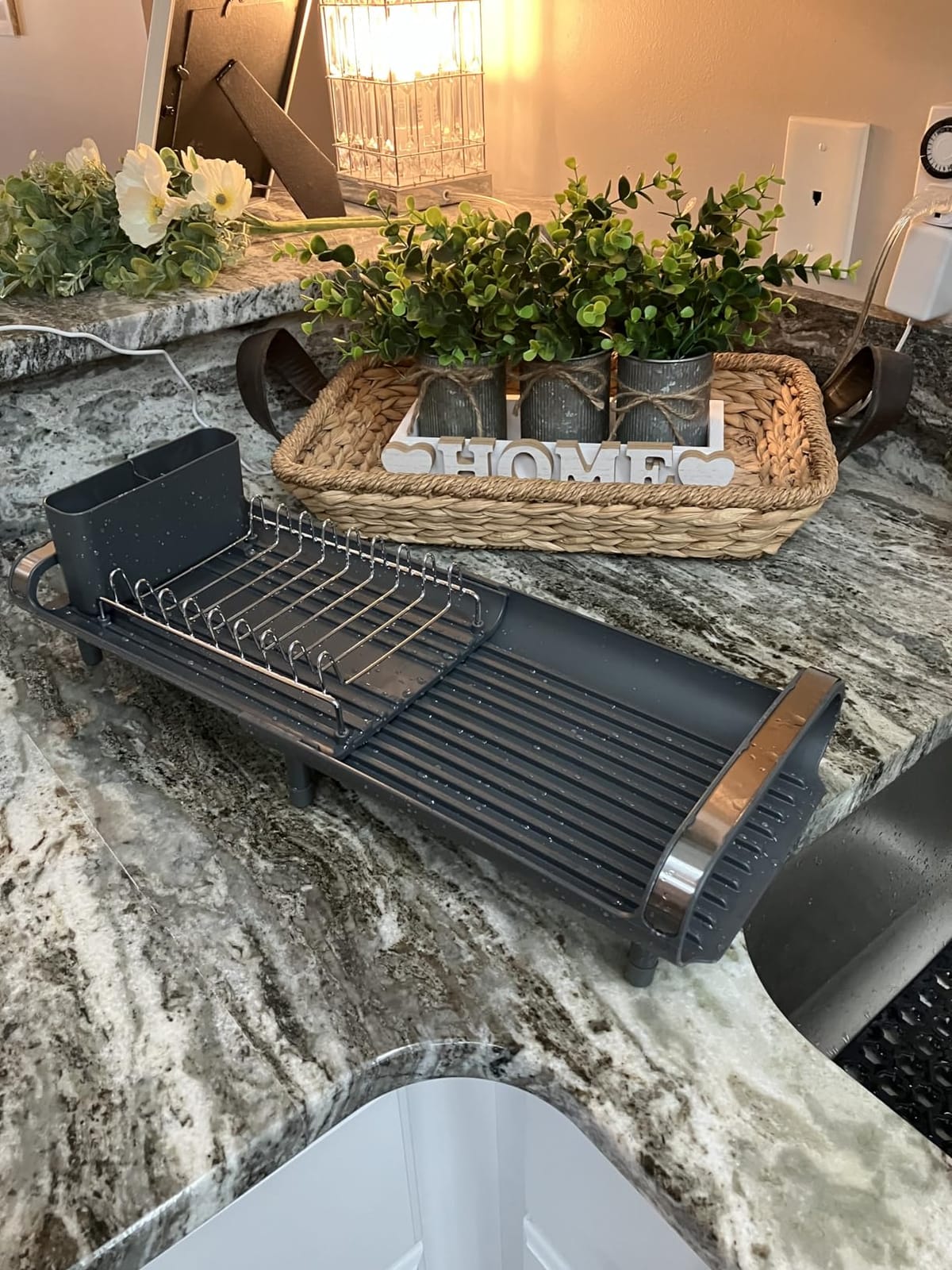 TOOLF Small Dish Drying Rack, Expandable and Space-Saving, Gray customer photo 1