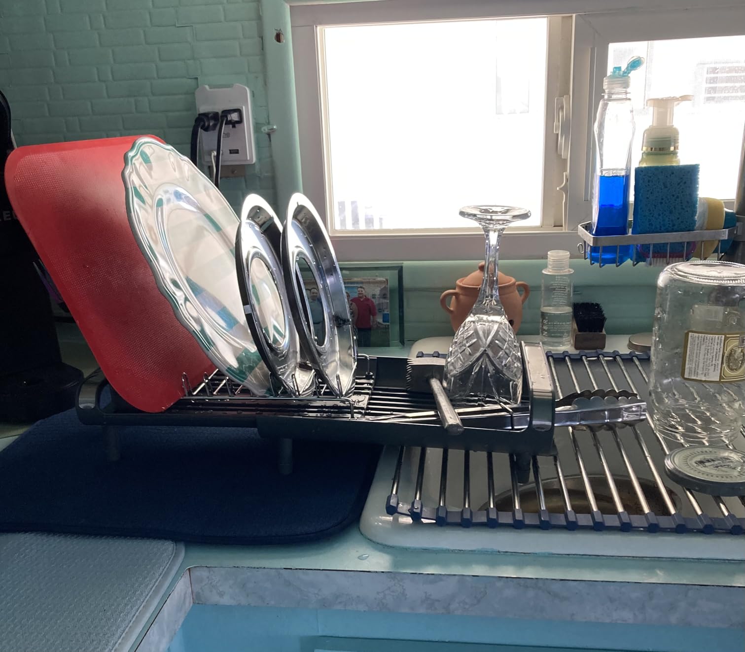 TOOLF Small Dish Drying Rack, Expandable and Space-Saving, Gray customer photo 2