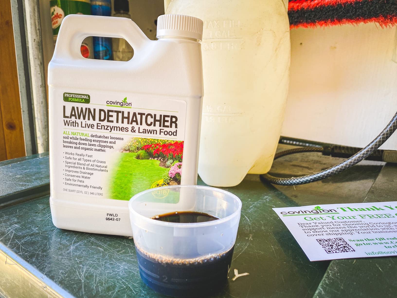 Covington Liquid Lawn Dethatcher (32oz) – Liquid Aerator Concentrate & Humic Thatch Remover, Soil Softener & Grass Thatch Buster for Lawns & Gardens – Kids & Pet Safe, Made in USA customer photo 2