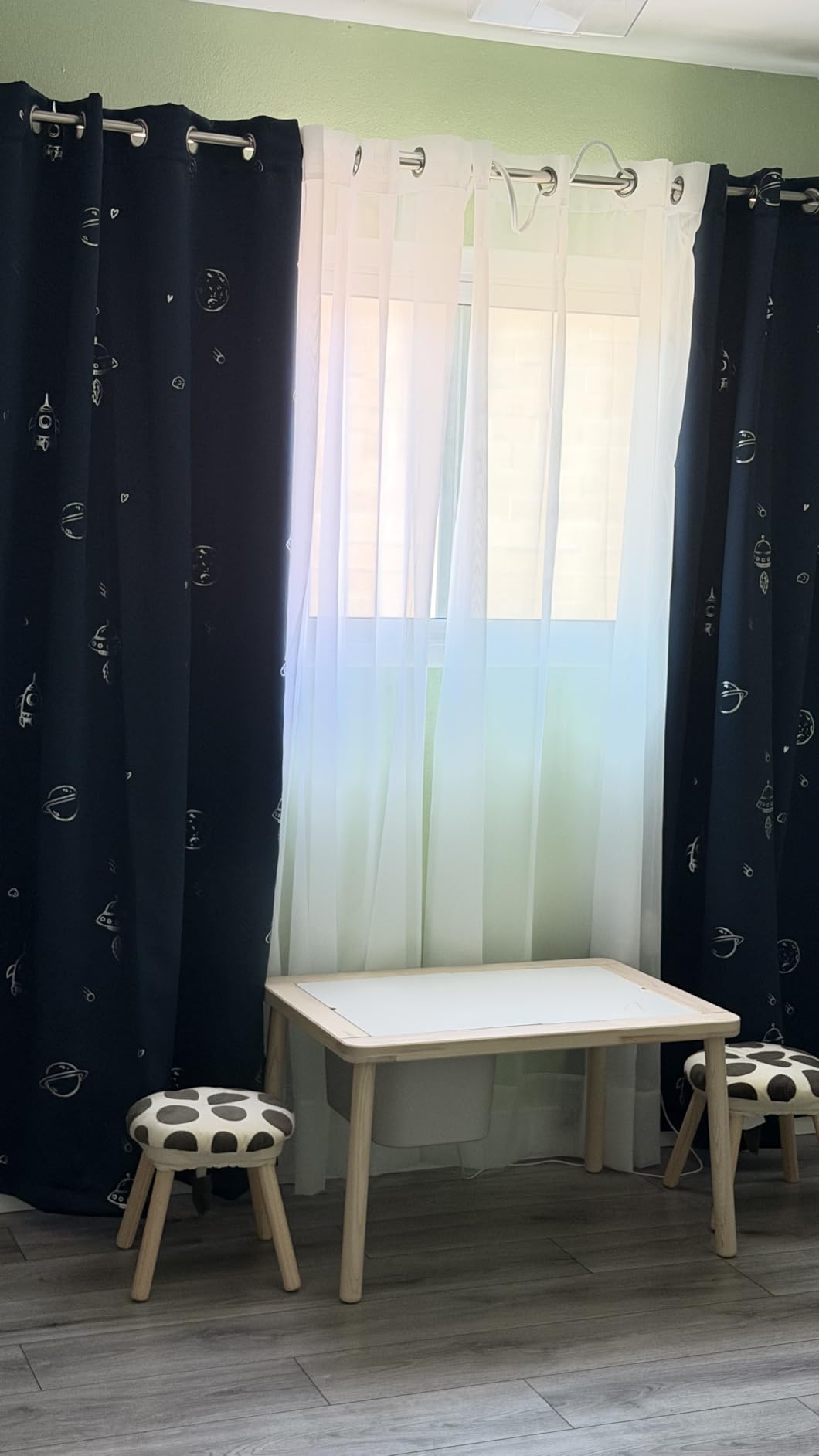 Vangao Grey Blackout Kids Curtains for Boys Space Theme 63 Inches 2 Panels customer photo 1