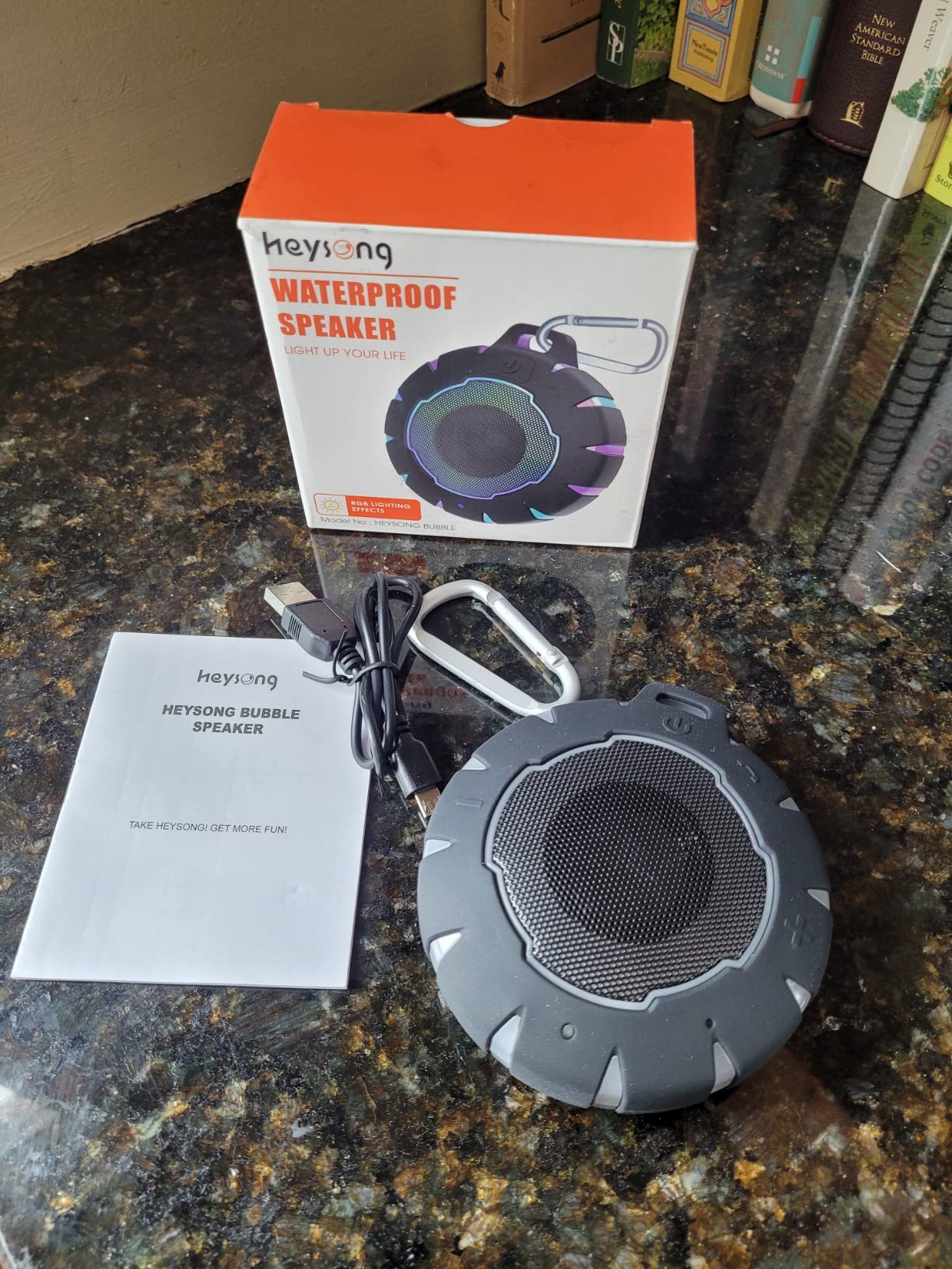 HEYSONG Waterproof Shower Bluetooth Speaker, Durable & Portable with Clear Sound, Ideal for Shower, Pool, Beach & Kayaking – Great Gift for All Ages customer photo 1