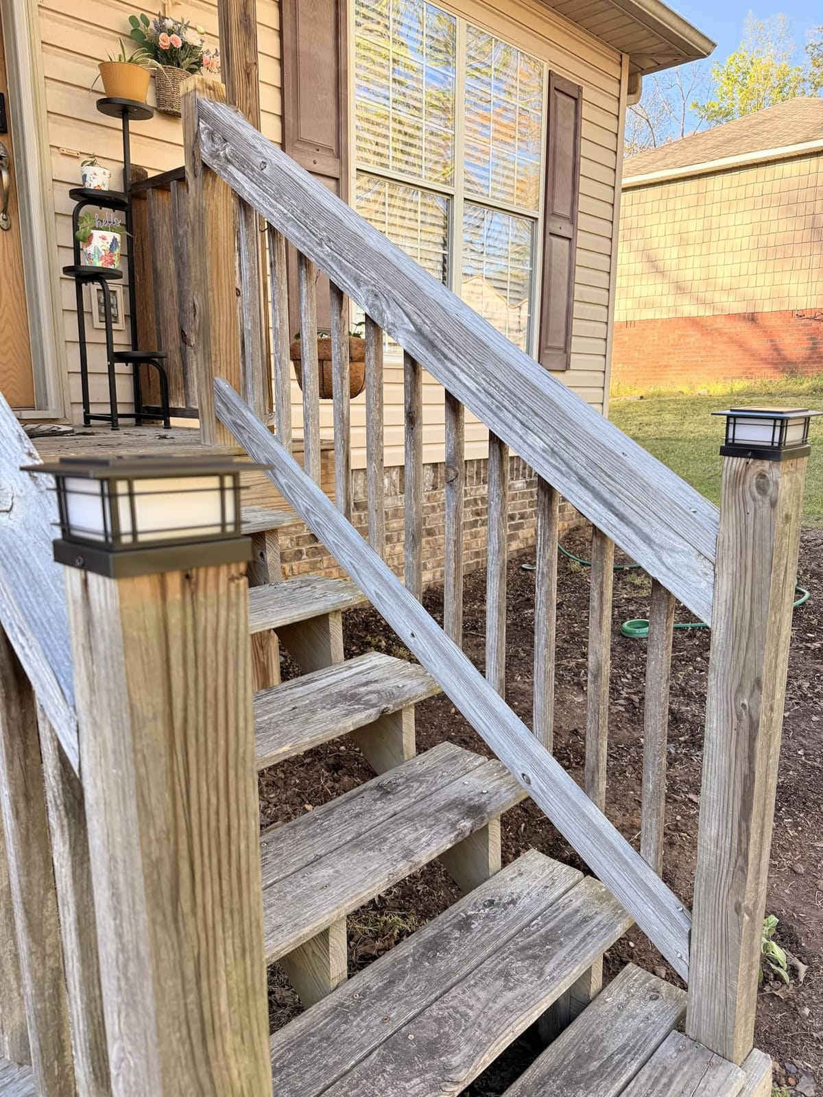Dynaming 4x4 Solar Post Cap Lights Outdoor with Flickering Flame Light, 2 Pack Black Shell Fence Post Solar Lights Fit 4x4 Vinyl/Wooden Posts, Brightness LED Lighting Decor for Garden Deck Patio customer photo 2