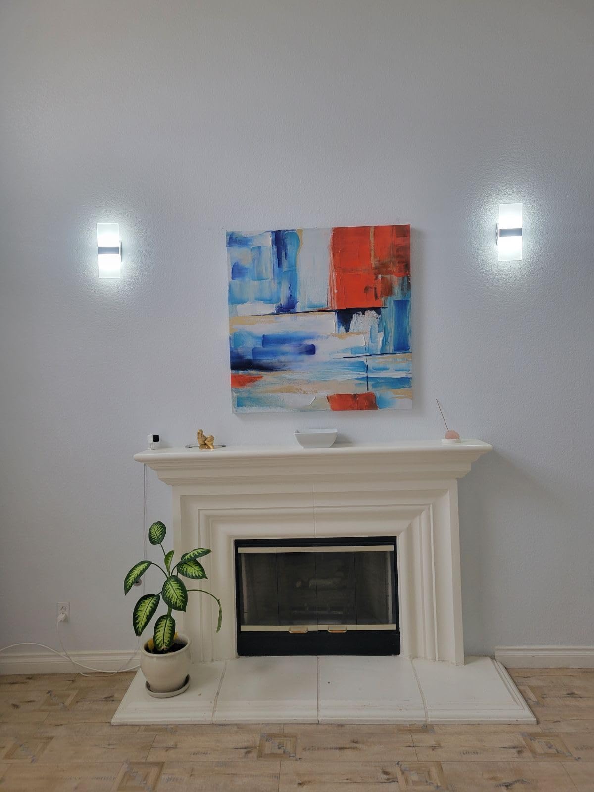 KICAAO Modern Wall Sconces Set of Two, Led Wall Light 10w, 6000k White Light Up Downlight, Hardwired Acrylic Wall Light Lighting, Suitable for Living Room Corridor Bedside (Cool White 6000K 2Pack) customer photo 1