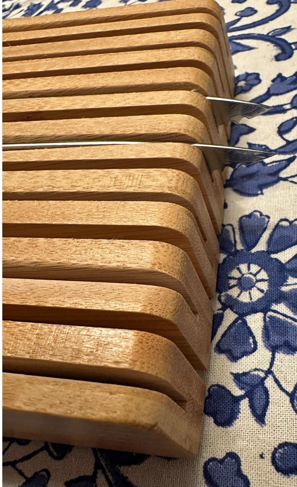 In-Drawer Knife Block Organizer - Bamboo Wood Drawer Knife Organizer-Protecting Knife Organizer Block (Not Included) (Natural, 11 Knives Dock) customer photo 2