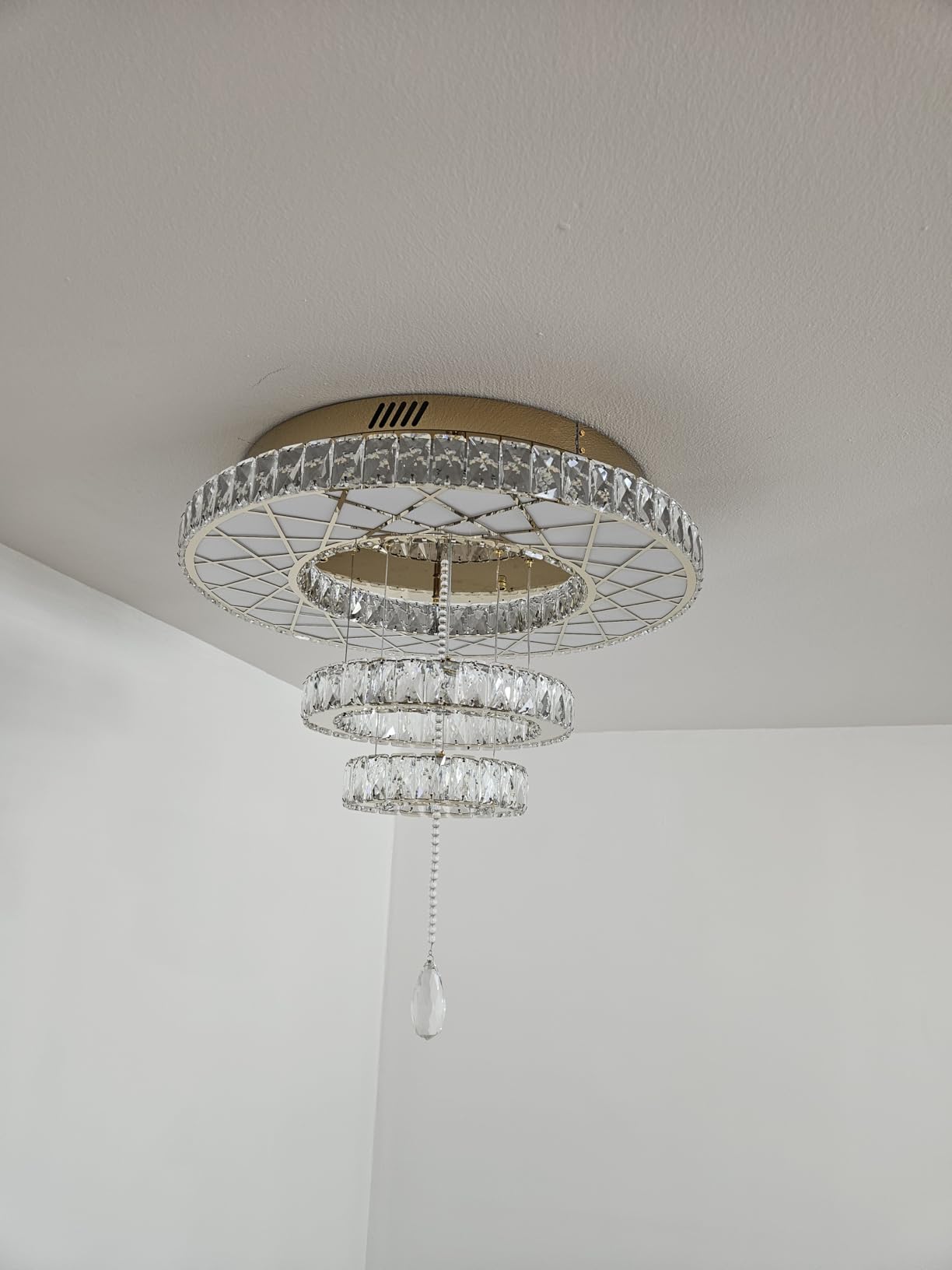 HAIXIANG 13FT High Ceiling Chandelier for Entryway Modern Crystal LED Light Glam Chandeliers for Living Room Foyer Sloping Ceiling Pendant Lighting Fixture 24-Lights Gold customer photo 2