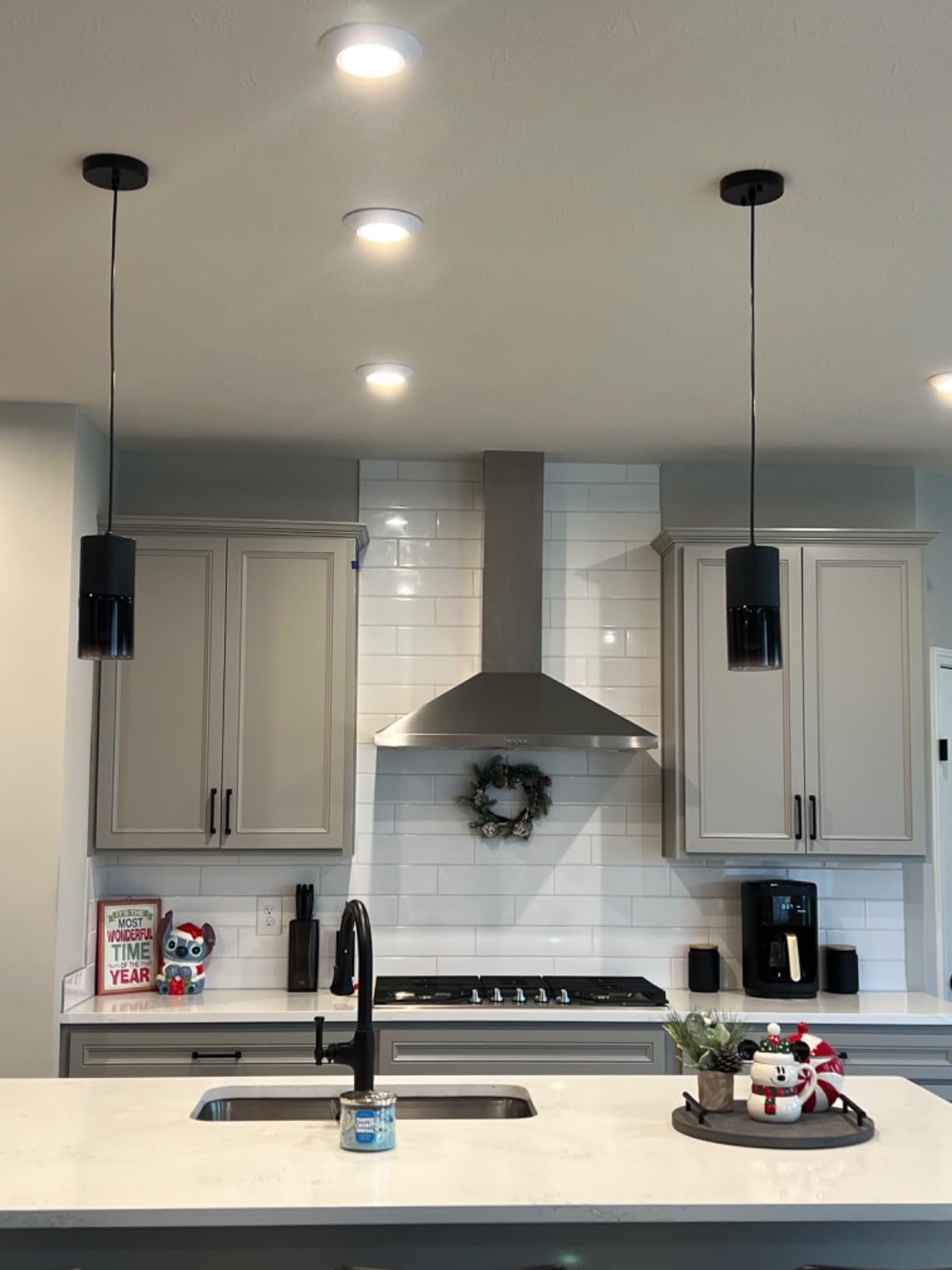 2-Pack Black Pendant Light Fixtures, Adjustable Modern Pendant Lights for Kitchen Island, Industrial Glass Pendant Lights for Dining Table Hallway Bedroom Living Room customer photo 2