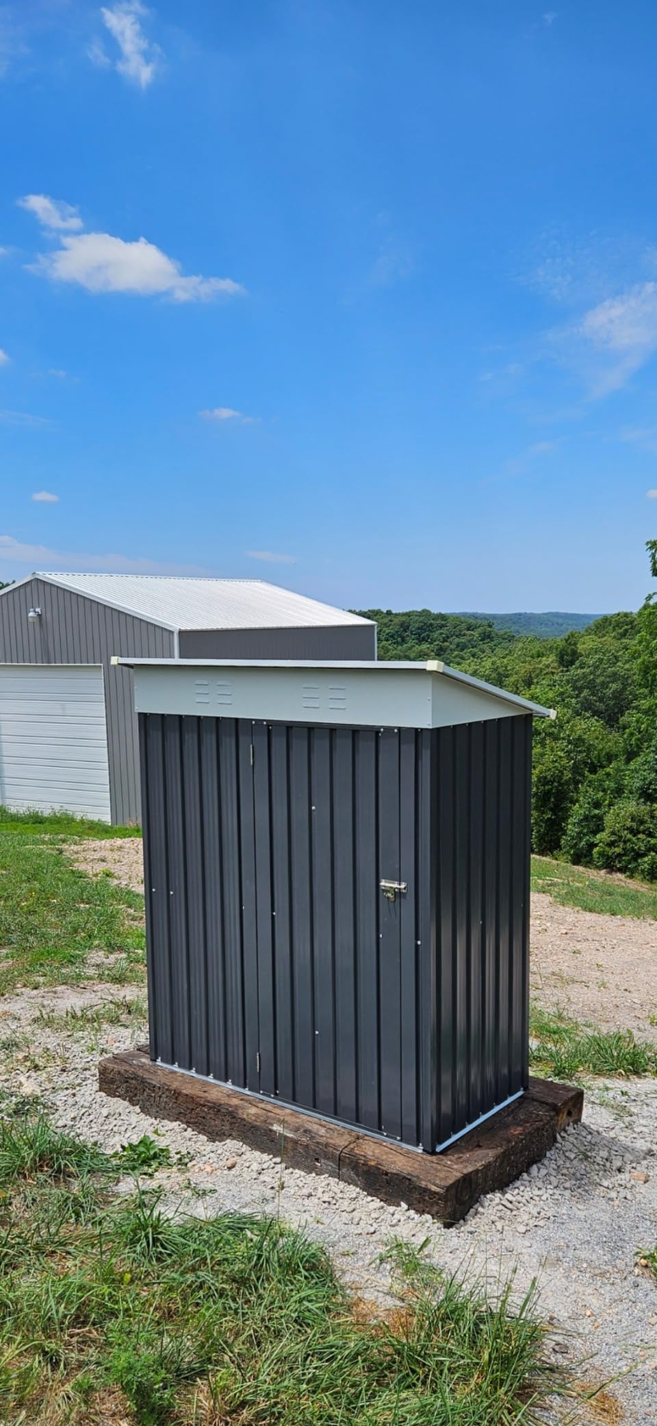 Vongrasig 5 x 3 x 6 FT Outdoor Storage Shed Clearance, Metal Garden Shed with Large Window and Lockable Door, Anti-Corrosion Waterproof Tool Shed for Backyard Patio, Lawn (Dark Gray) customer photo 1