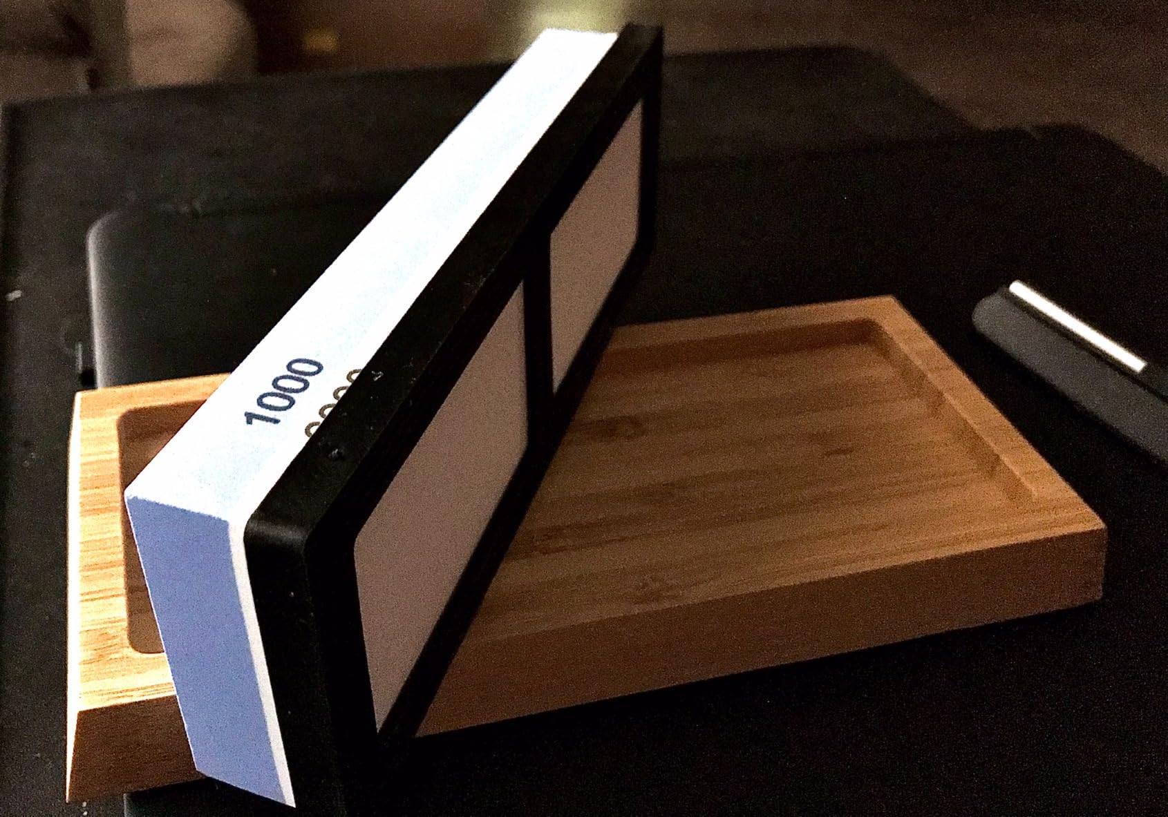 Whetstone Knife Sharpening Stone Kit - Double Sided Whetstone Knife Sharpener 1000/6000 Grit, Professional Honing Sharpening Stone Set With Slip-Resistant Bamboo Base and Angle Guide customer photo 2