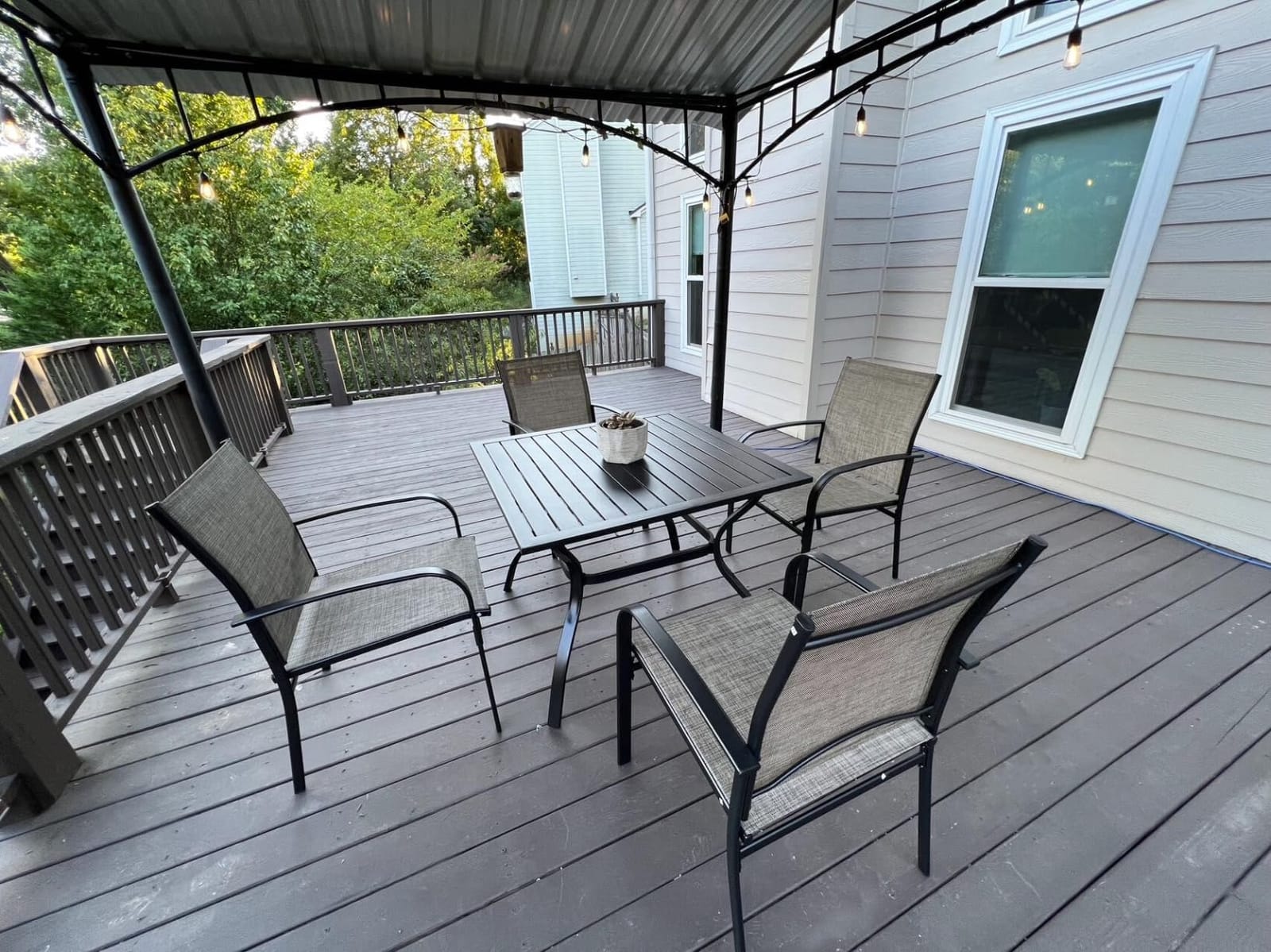 HERA'S HOUSE 5pc Patio Dining Set for 4, Outdoor Metal Table & Blue Chairs customer photo 1
