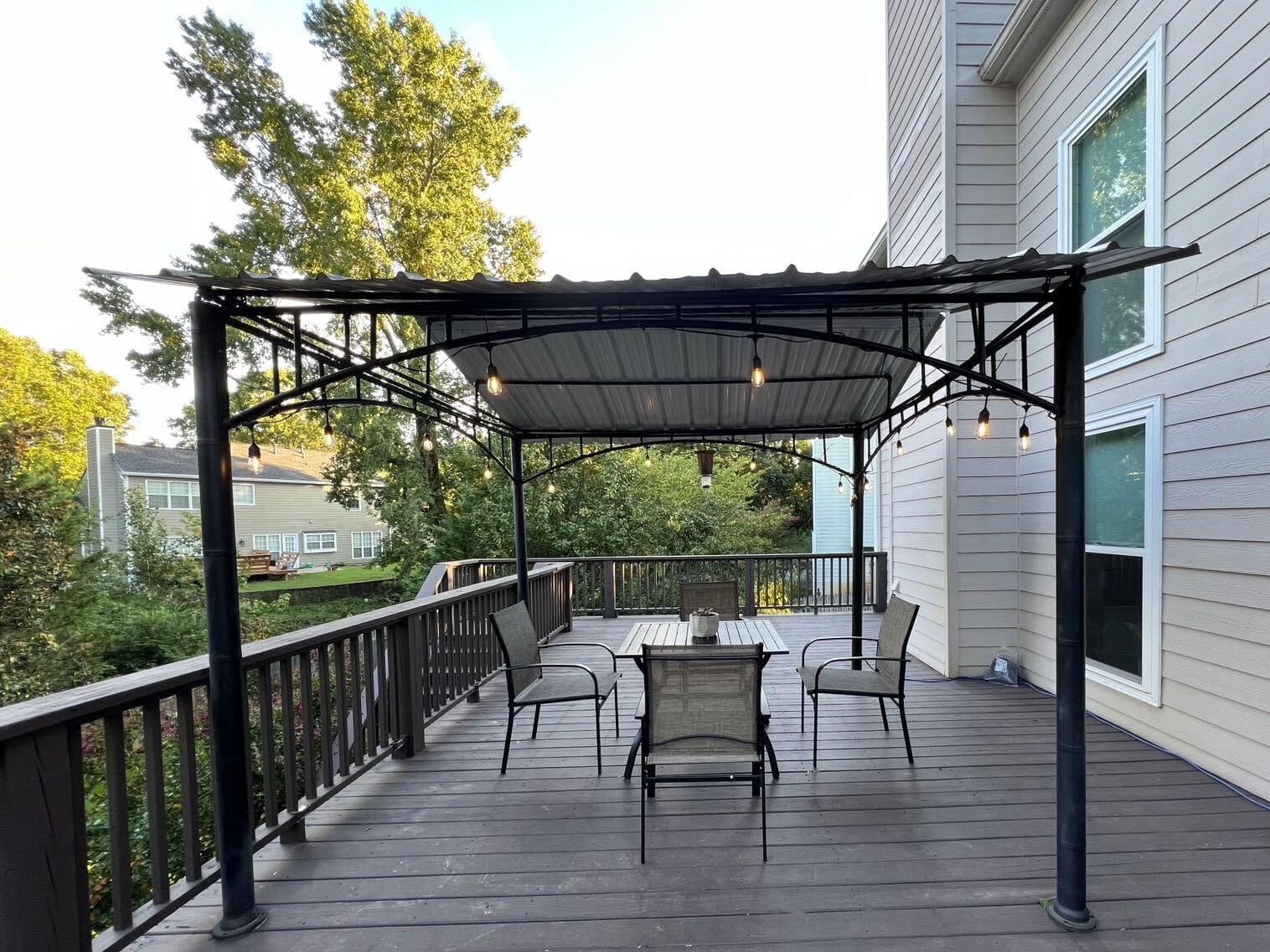 HERA'S HOUSE 5pc Patio Dining Set for 4, Outdoor Metal Table & Blue Chairs customer photo 2