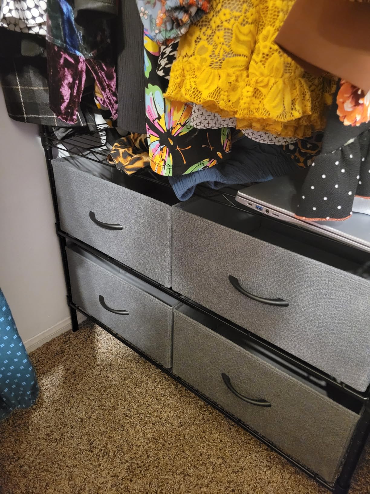 Raybee Clothes Rack, Heavy Duty Portable Closet with 4 Drawers 4 Shelves customer photo 1