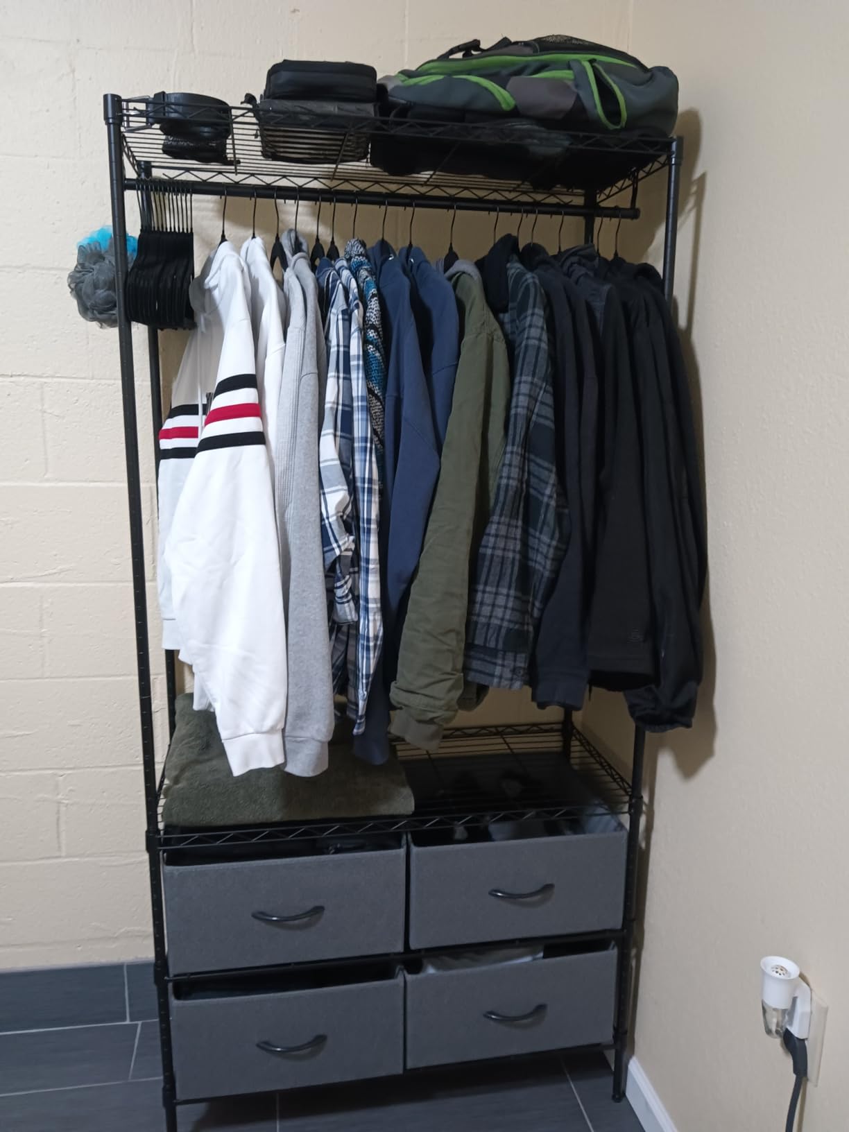 Raybee Clothes Rack, Heavy Duty Portable Closet with 4 Drawers 4 Shelves customer photo 2