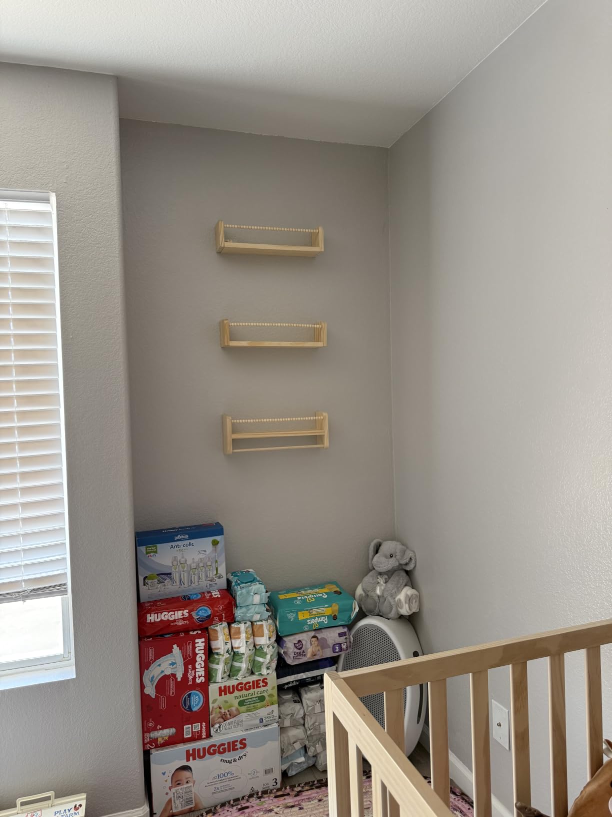 Maxpeuvon Nursery Shelves for Wall Set of 3, Natural Wood Floating Shelves customer photo 1