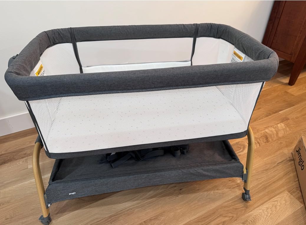 Jimglo 3-in-1 Baby Bassinet, Bedside Sleeper & Rocking Bassinet, Full Mesh customer photo 2