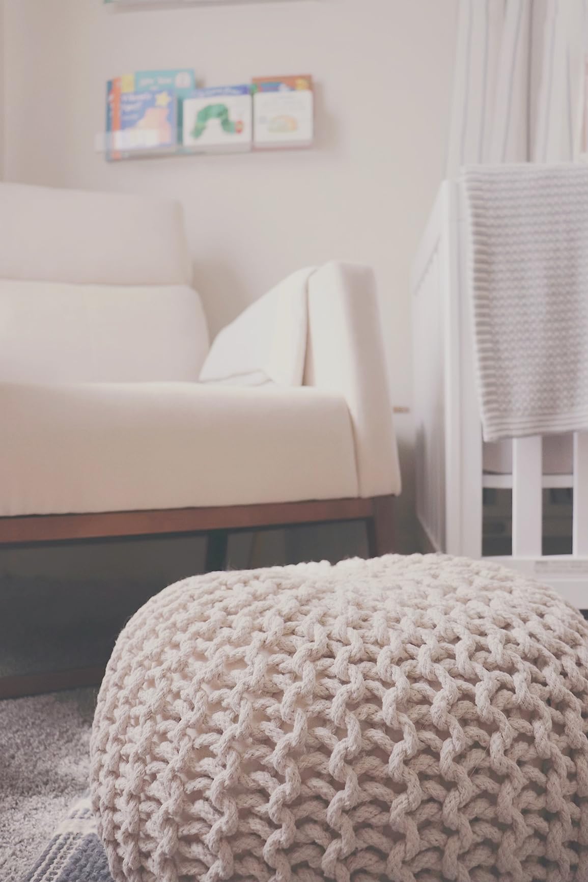 Yaheetech 28in Wide Padded High Back Glider Rocking Chair, Ivory Boucle customer photo 1