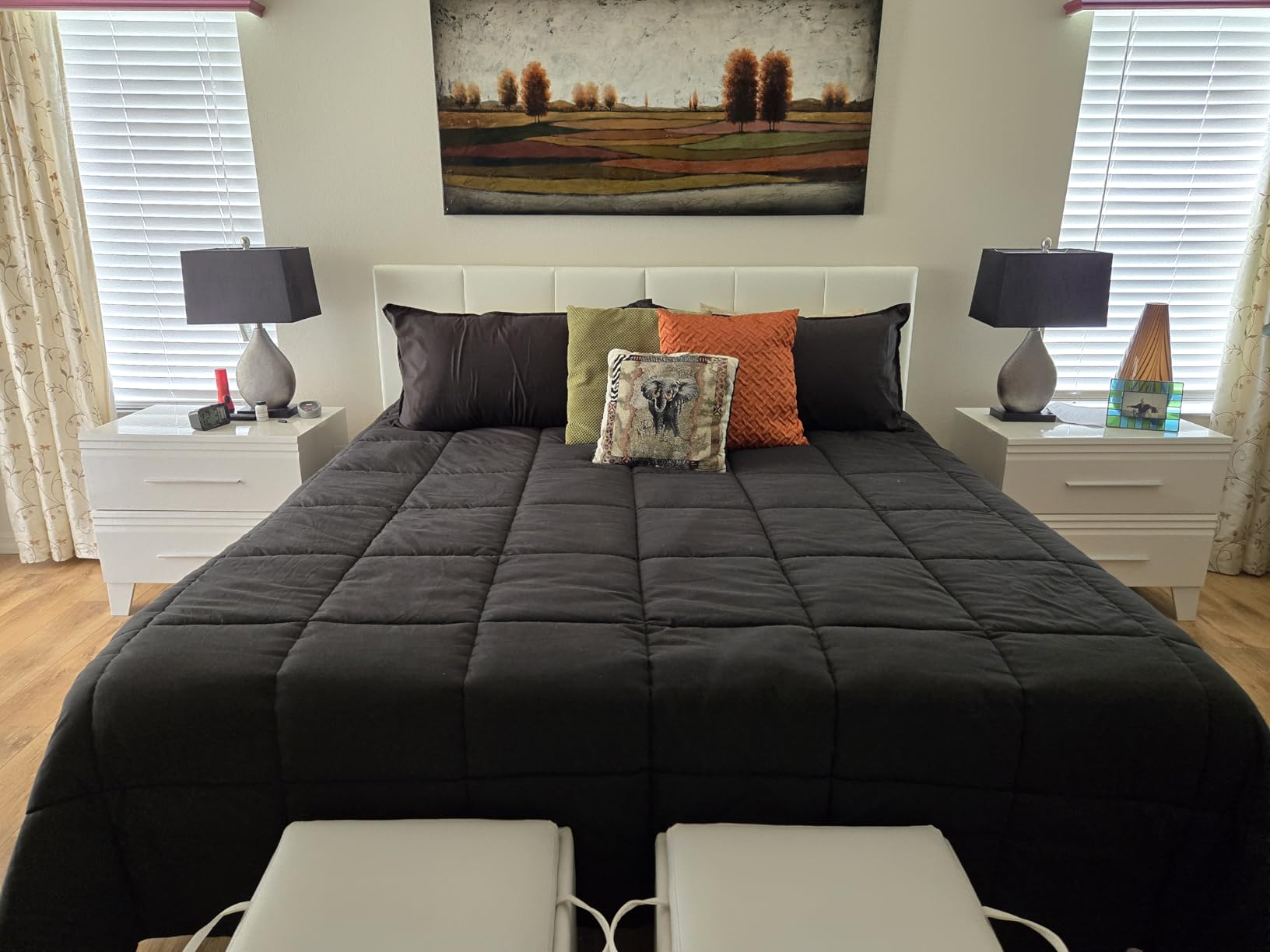Yongchuang Upholstered King Headboard Only, Modern Linen Grayish White customer photo 1