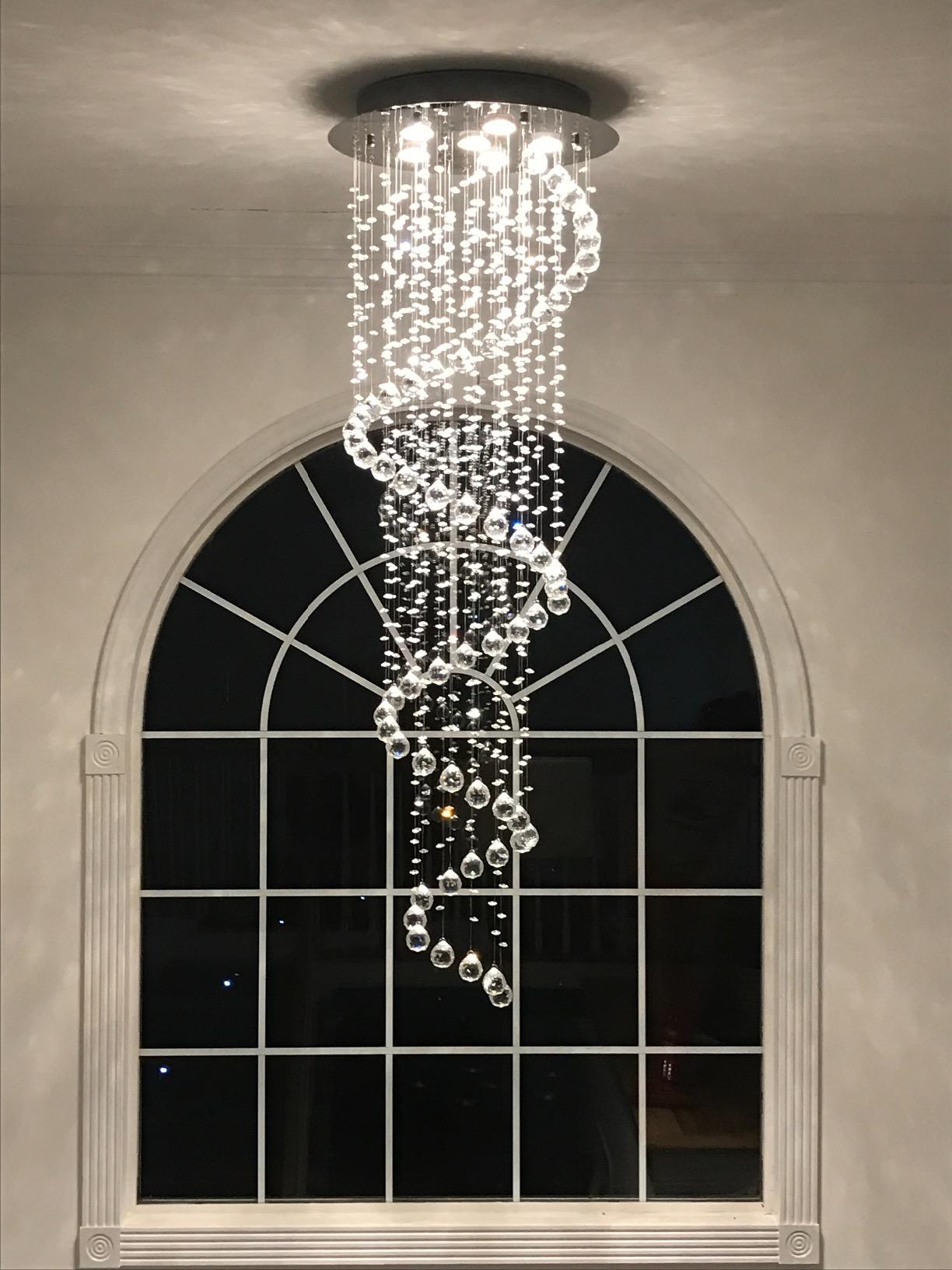 Elegance Spiral Chandelier for Dining Area, Modern Swirl Raindrop Chandelier Light Fixture for Foyer Hallway Crystal Chandeliers for High Ceilings, Modern Hanging Light D15 x H31 of CRYSTOP customer photo 1