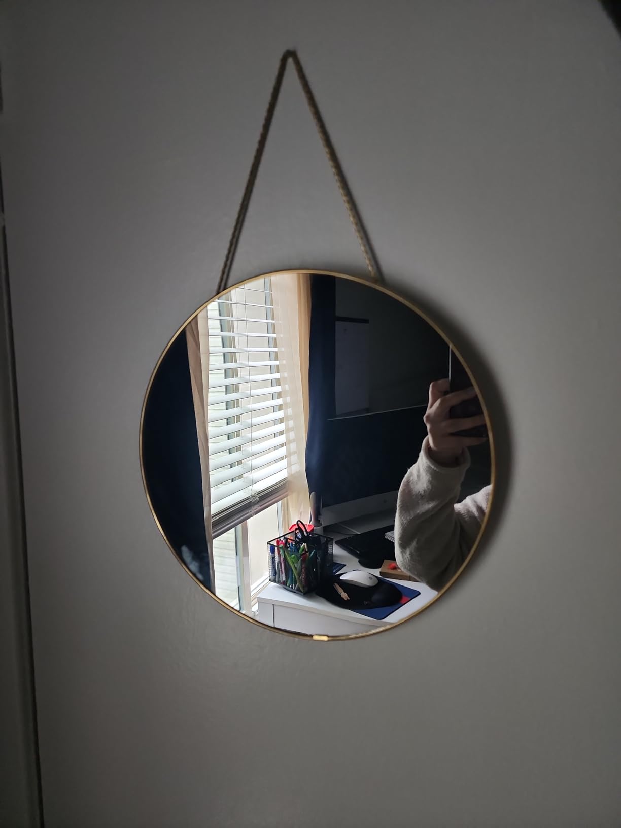 YCHMIR 11.8-inch Small Round Wall Mirror, Gold Bathroom Mirror customer photo 1