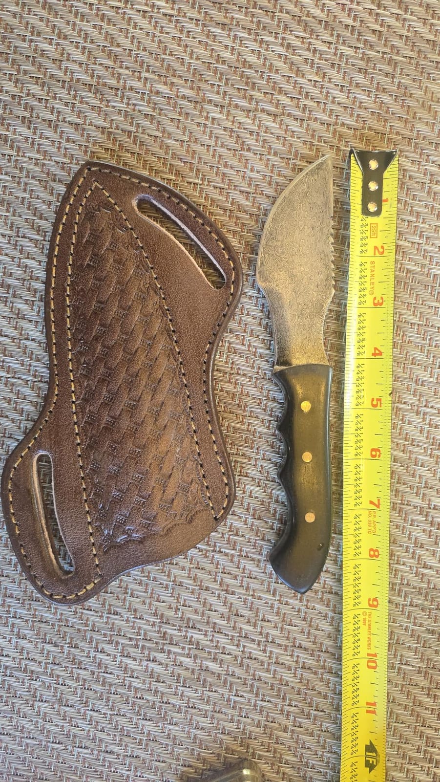 Leather Knife Sheath For Belt, Slanted Pancake Sheath, Tooled Leather Sheath, Beautiful Cow Boy 4 to 6 inches Skinner Knife Leather Cover 100% Real Leather (BROWN) customer photo 2
