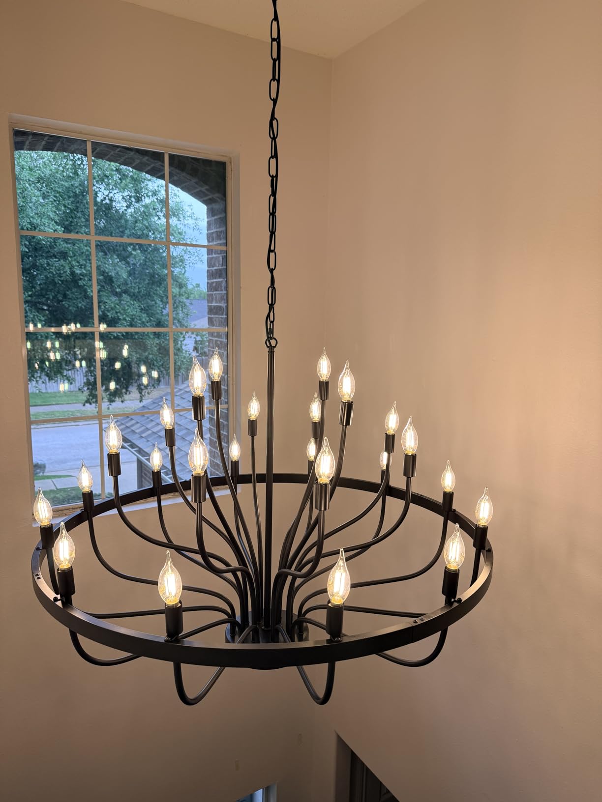 Large Gold Chandelier 24-Light 39in Wagon Wheel Light for High Ceilings customer photo 1