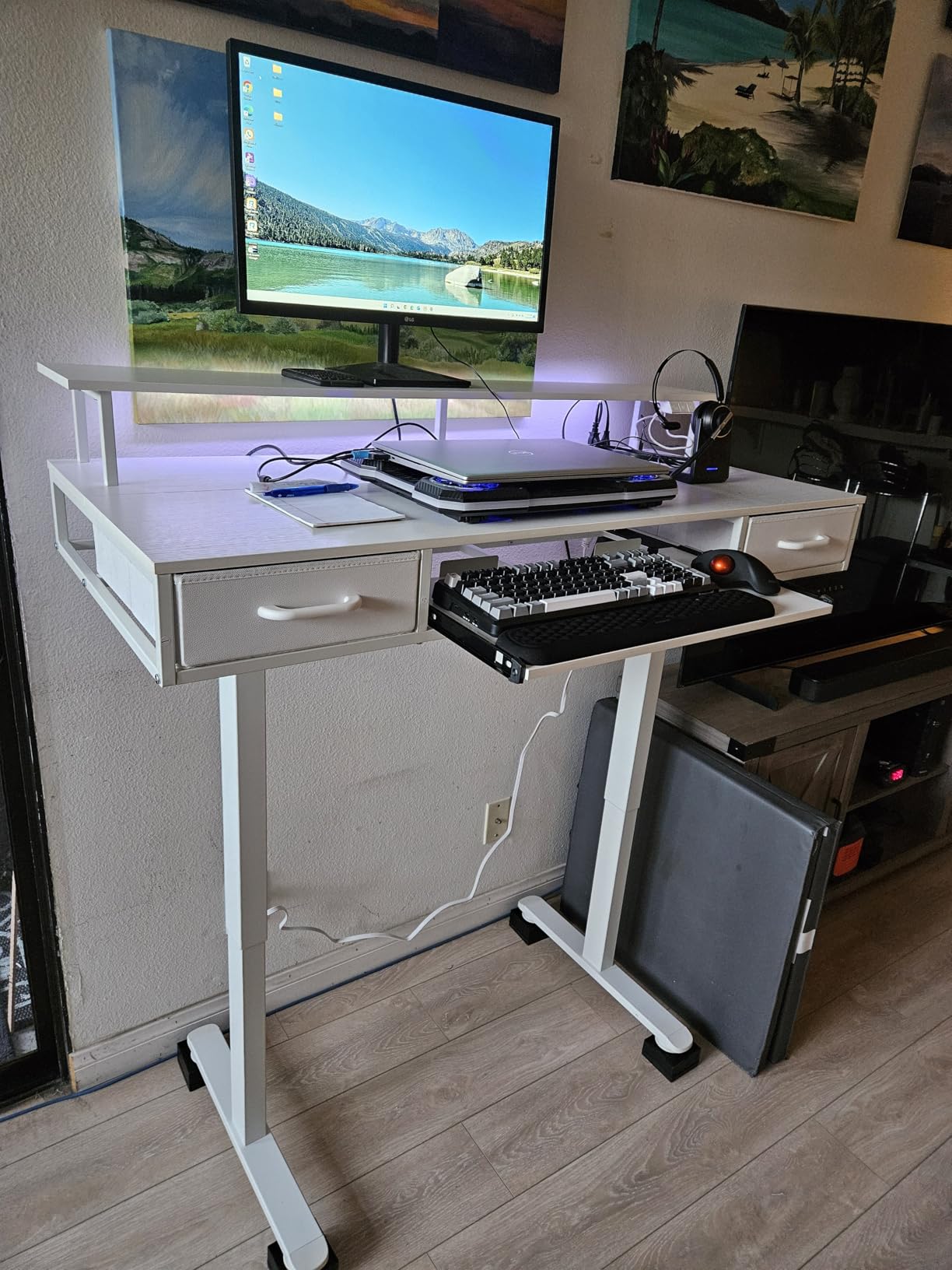 AODK 55 Inch Standing Desk with Drawers & Keyboard Tray, Rustic Brown customer photo 1