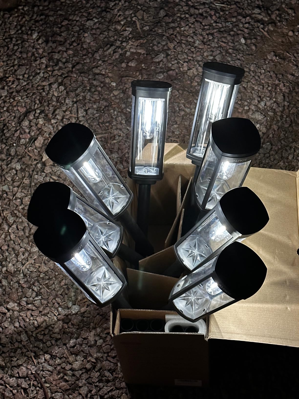 ALFIOT Solar Lights Outdoor Waterproof, 8 Pack, Warm White, 3 Heights, IP65 customer photo 1
