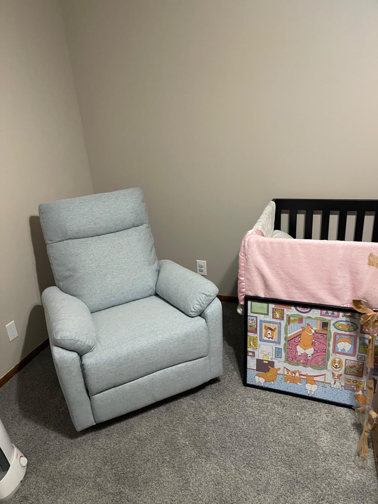Davinci Suzy Recliner Glider w/ 360° Swivel, Manual, Heathered Blue customer photo 1