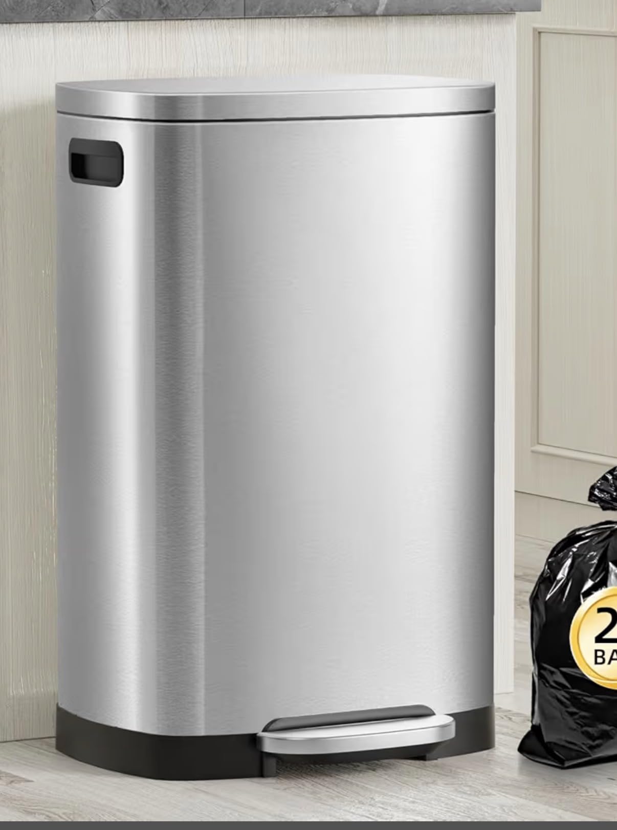 KdbK 13 Gallon Trash Can with Lid, 50L Fingerprint Proof Stainless Steel Kitchen Trash Can with Removable Inner Bucket and Lid Soft Close, Pedal Rubbish Bin for Home Office customer photo 2