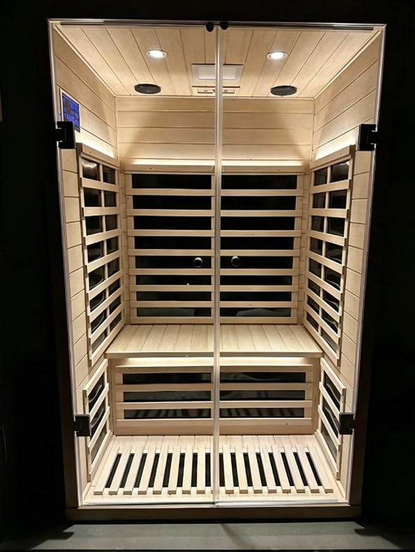 Smart Indoor Home Sauna 0-5mG Ultra Low Emf Far Infrared Sauna 2-3 Person, 1520w Hemlock Wooden Saunas Room with APP & LCD Control Panel, Bluetooth Speaker, Chromotherapy Lights, Thermal Cover customer photo 1