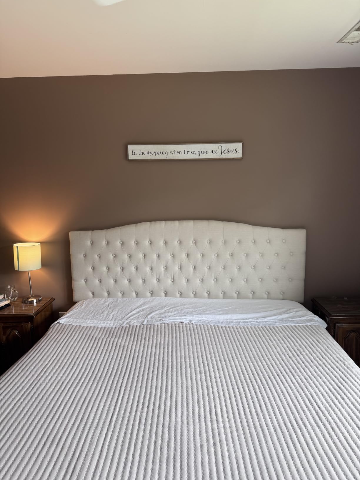Furpopup Linen King Size Headboard Only, Upholstered Wall Mount, Ivory customer photo 2