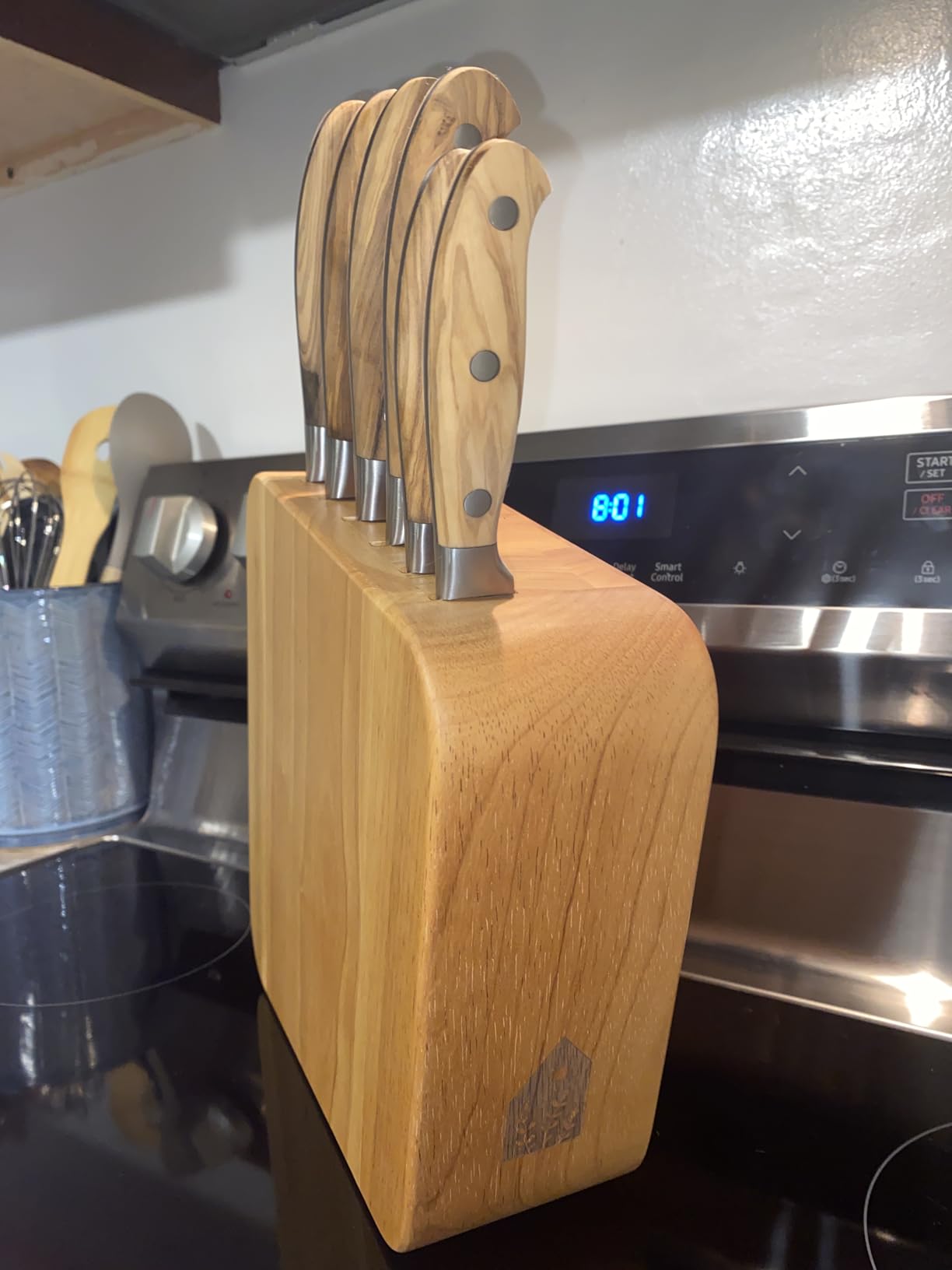 Bloomhouse Kitchen Knife Block Set - 7 Piece Italian Olive Wood German Forged Stainless Steel Knives - Two Time Oprah's Favorite Things Winner Brand customer photo 2