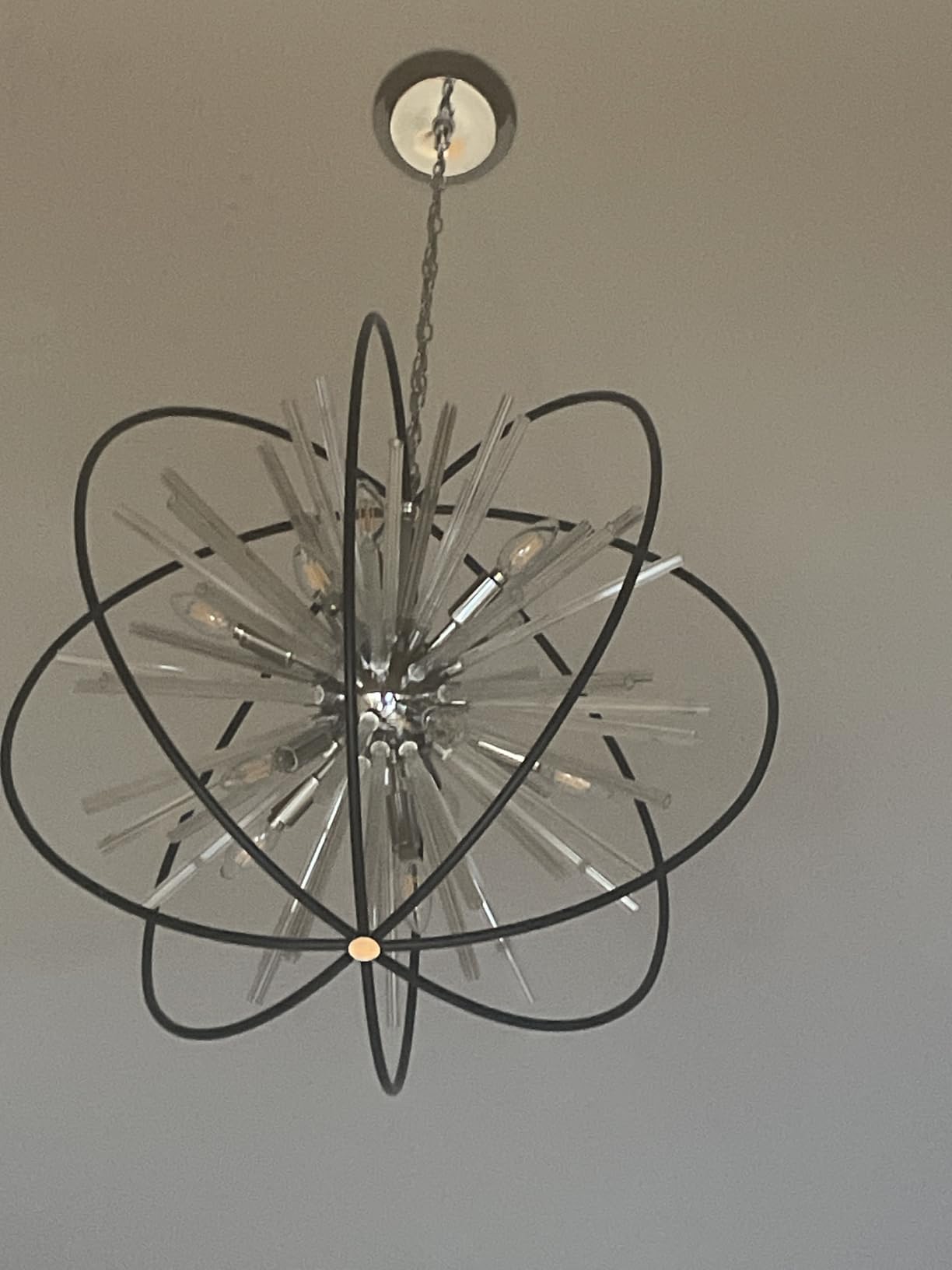 Modern Large Black and Gold Crystal Chandelier for Entryway High Ceiling customer photo 1